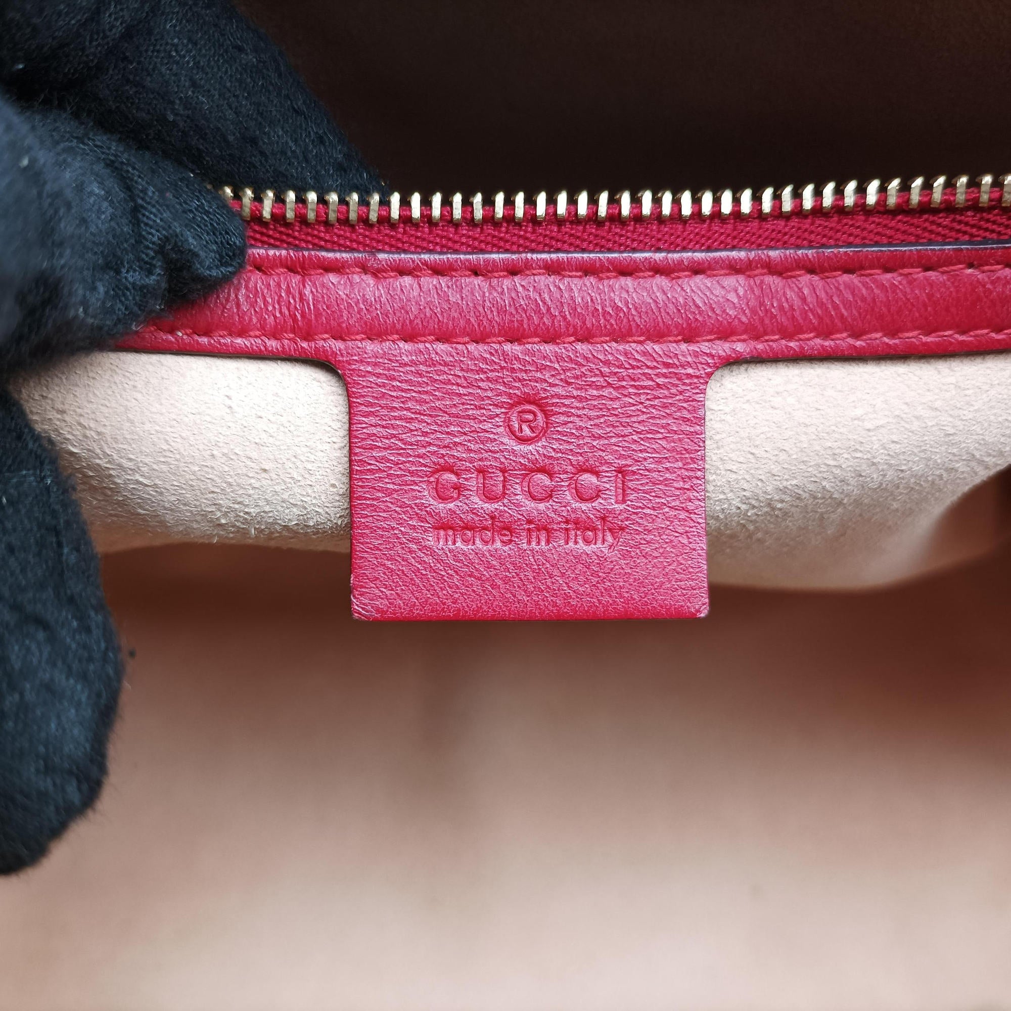GG SUPREME Beige x Red x Navy PVC coated canvasxLeather 409529 I019842612GGスプリーム ベージュ×レッド×ネイビー PVCコーティングキャンバスxレザー 409529 I019842612