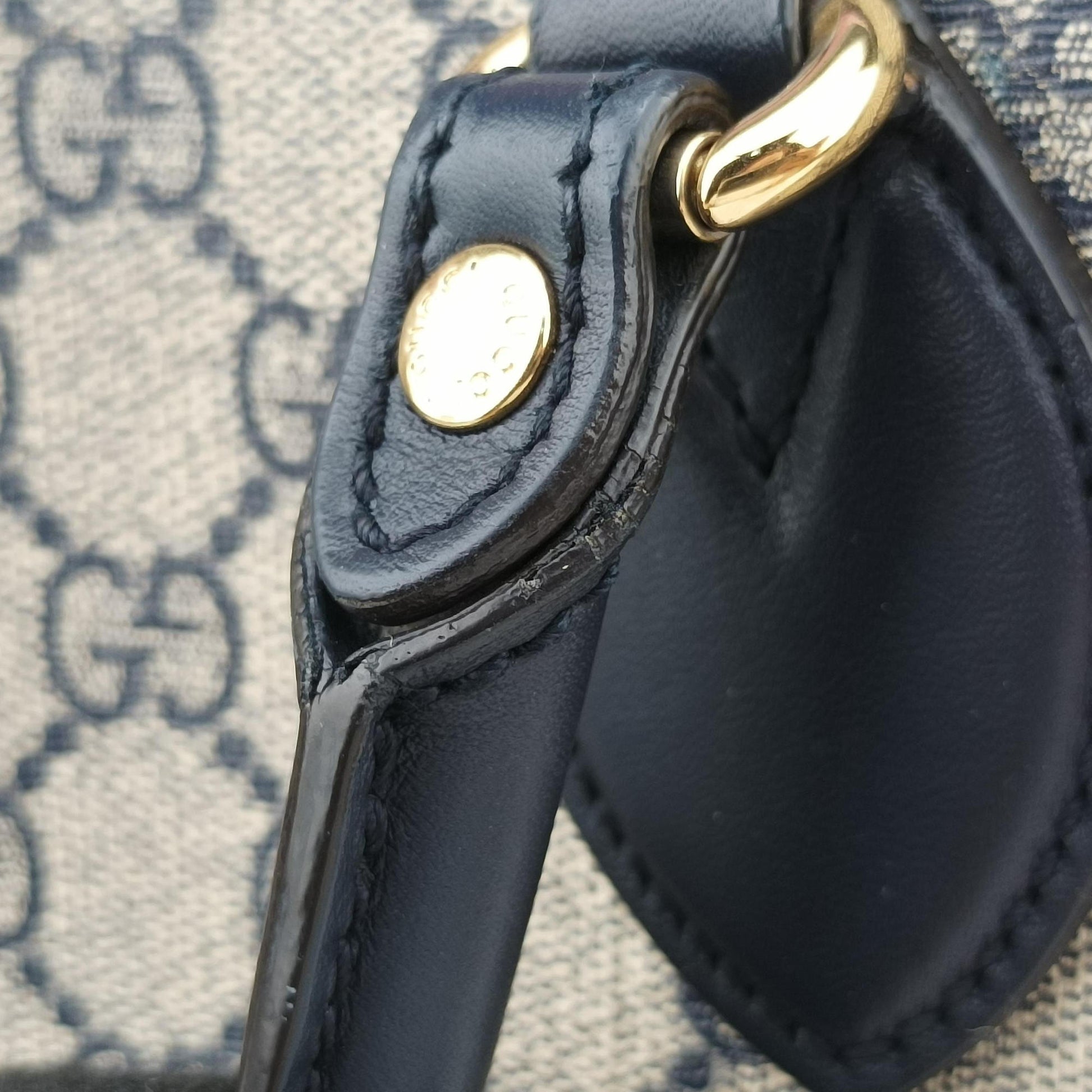 GG SUPREME Beige x Red x Navy PVC coated canvasxLeather 409529 I019842612GGスプリーム ベージュ×レッド×ネイビー PVCコーティングキャンバスxレザー 409529 I019842612