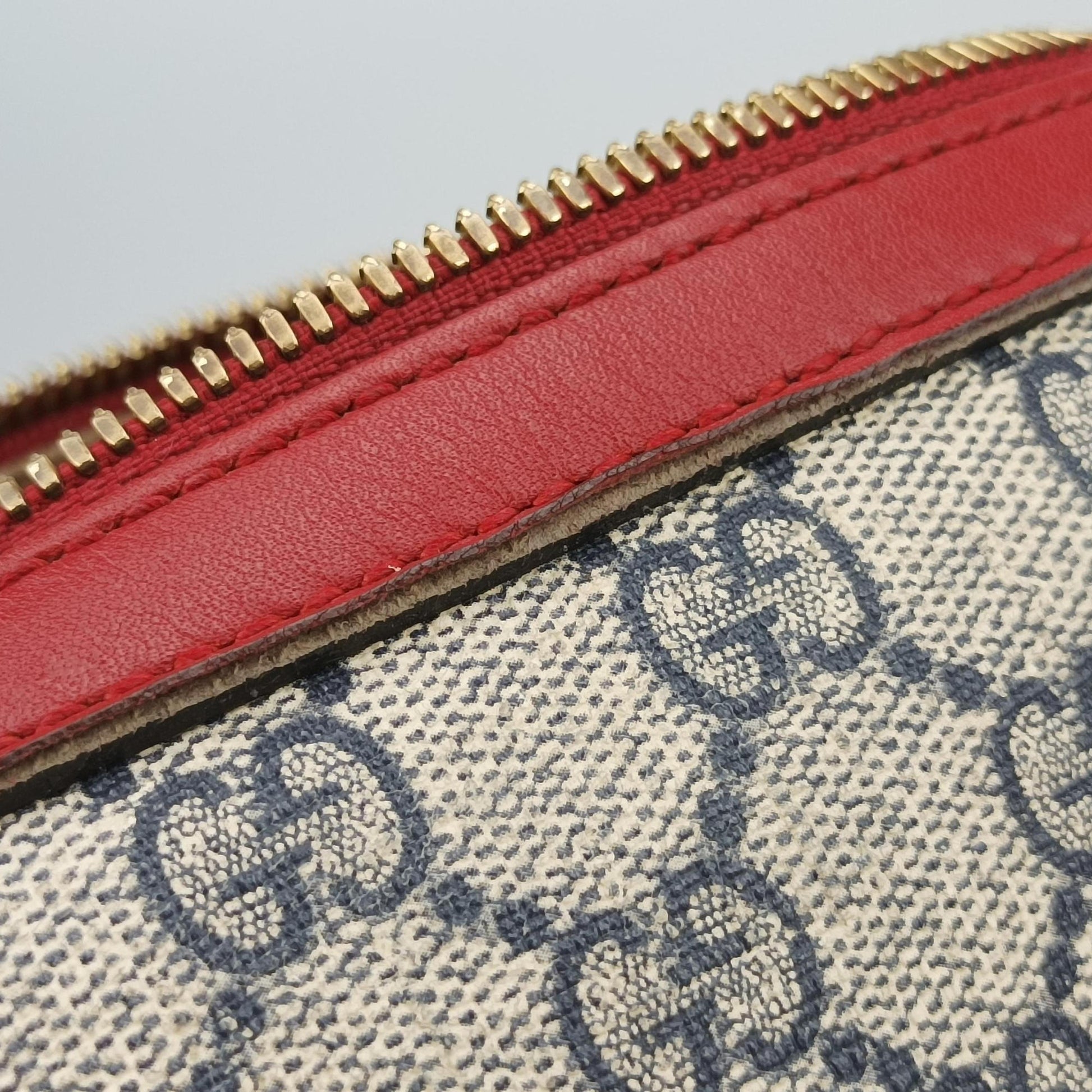 GG SUPREME Beige x Red x Navy PVC coated canvasxLeather 409529 I019842612GGスプリーム ベージュ×レッド×ネイビー PVCコーティングキャンバスxレザー 409529 I019842612