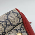 GG SUPREME Beige x Red x Navy PVC coated canvasxLeather 409529 I019842612GGスプリーム ベージュ×レッド×ネイビー PVCコーティングキャンバスxレザー 409529 I019842612