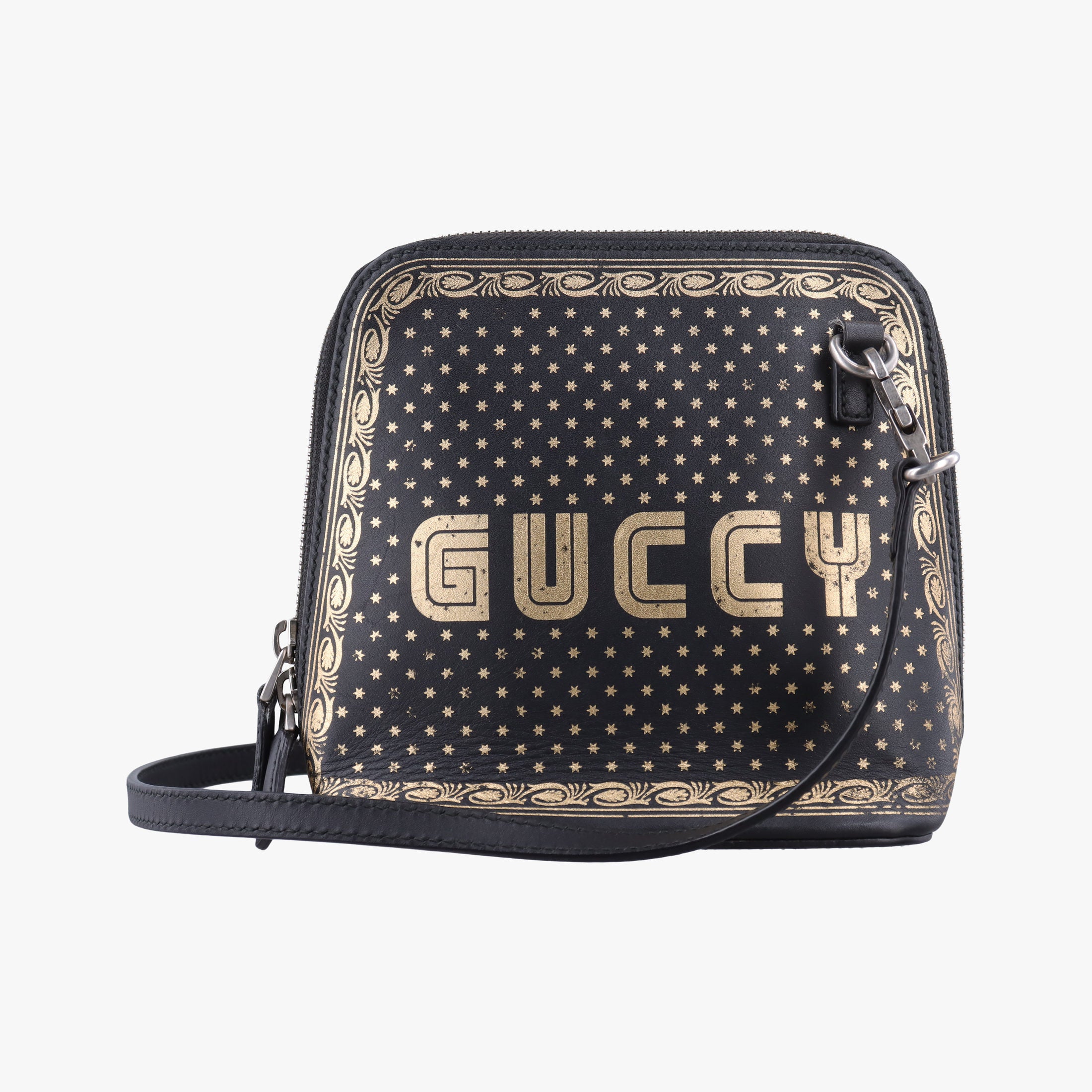 SEGA collaboration GUCCY print Black Leather 511189 I023944456セガ コラボ GUCCYプリント ブラック レザー 511189 I023944456