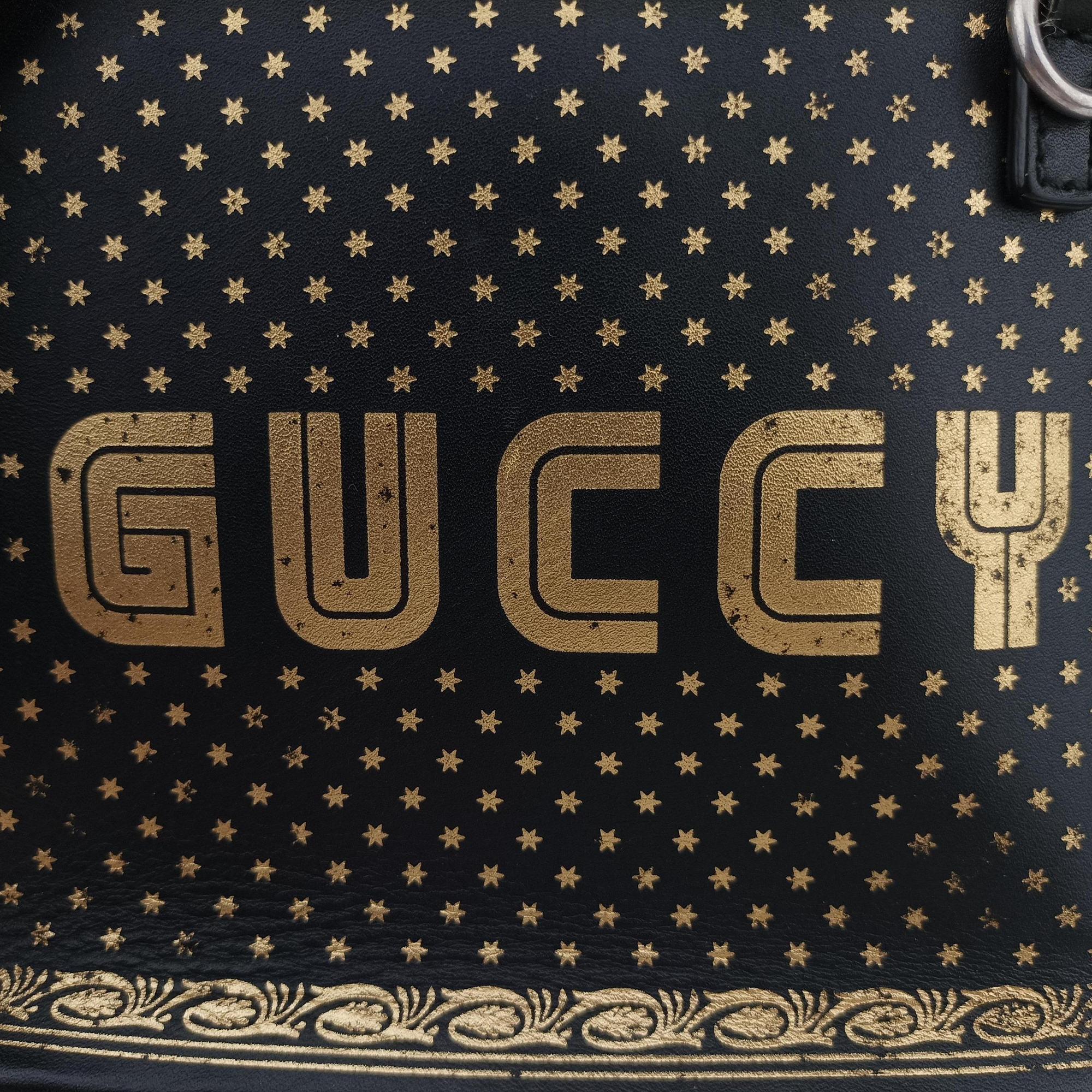 SEGA collaboration GUCCY print Black Leather 511189 I023944456セガ コラボ GUCCYプリント ブラック レザー 511189 I023944456