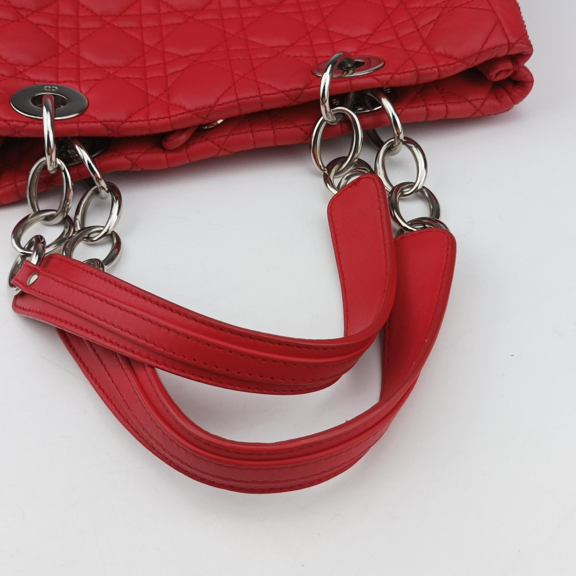 Cannage Dior Soft Shopping Red lambskin 01-RU-1101カナージュ ディオール ソフト ショッピング レッド ラムスキン 01-RU-1101