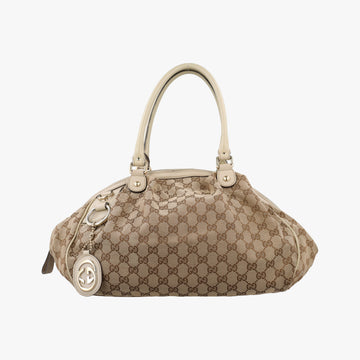 Sukey GUCCISSIMA Beige×White canvas×leather 223974 I014967645スーキー ディアマンテ ベージュ×ホワイト キャンバス×レザー 223974 I014967645