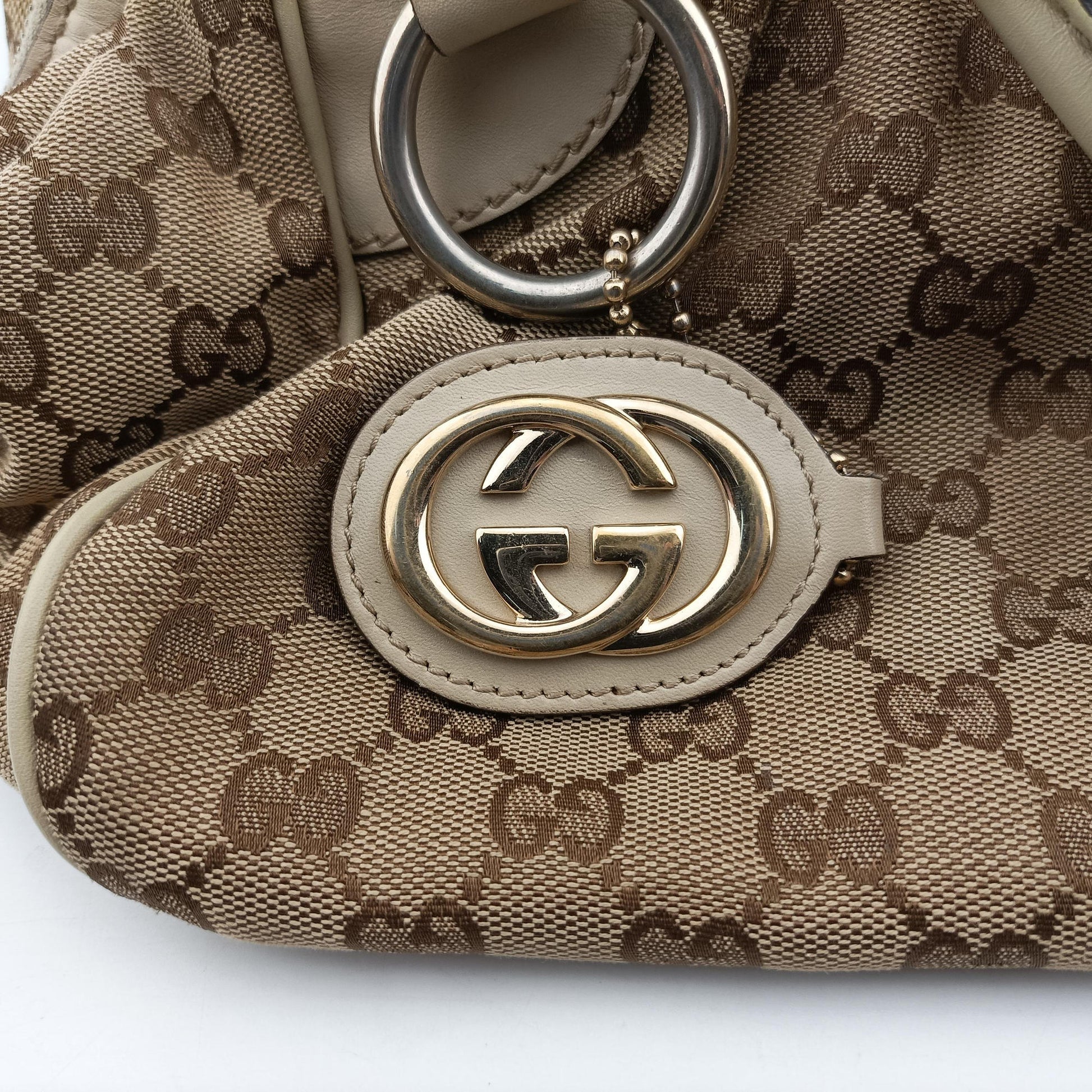 Sukey GUCCISSIMA Beige×White canvas×leather 223974 I014967645スーキー ディアマンテ ベージュ×ホワイト キャンバス×レザー 223974 I014967645