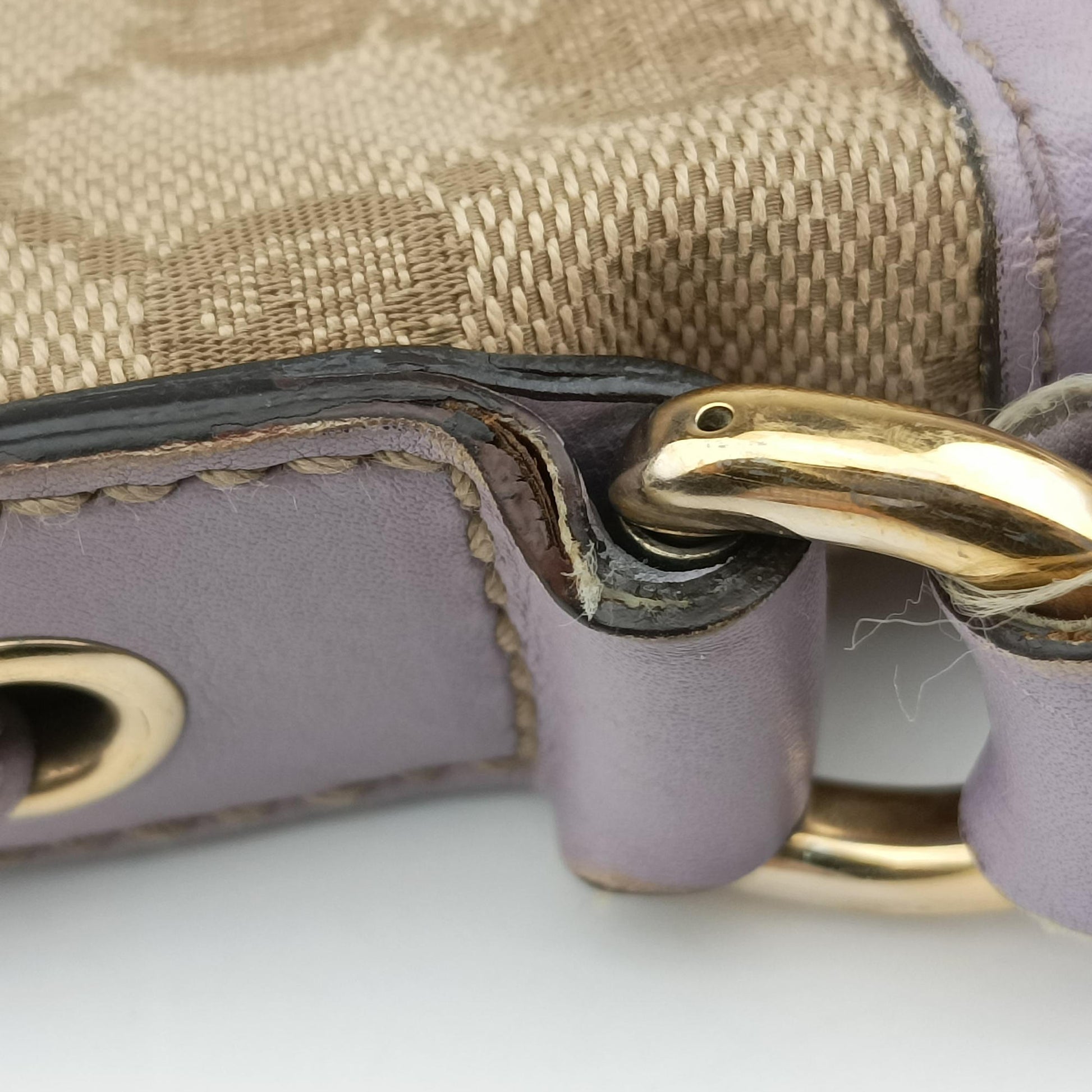 Princy Purple × Beige Leather×Canvas 204939 G3496047プリンシー パープル × ベージュ レザー×キャンバス 204939 G3496047