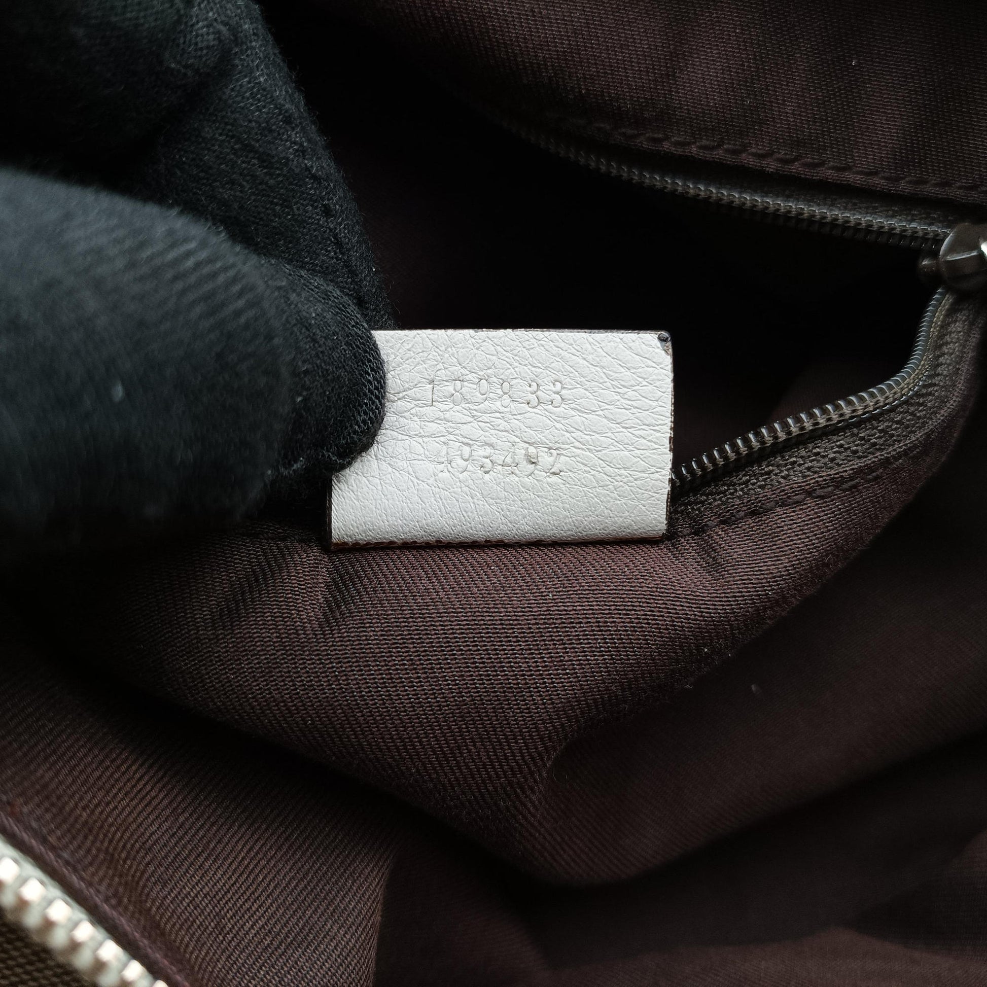 Abbey D-ring Hobo Beige×White canvas×leather 189833 C4783983アビー Dリング ホーボー ベージュ×ホワイト キャンバス×レザー 189833 C4783983
