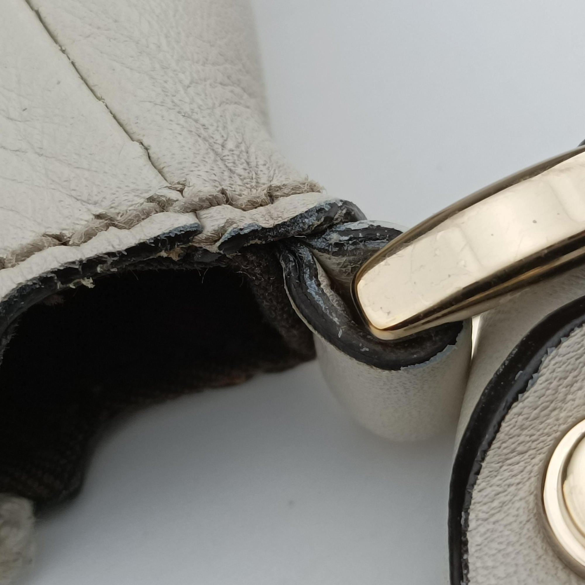 Abbey D-ring Hobo Beige×White canvas×leather 189833 C4783983アビー Dリング ホーボー ベージュ×ホワイト キャンバス×レザー 189833 C4783983