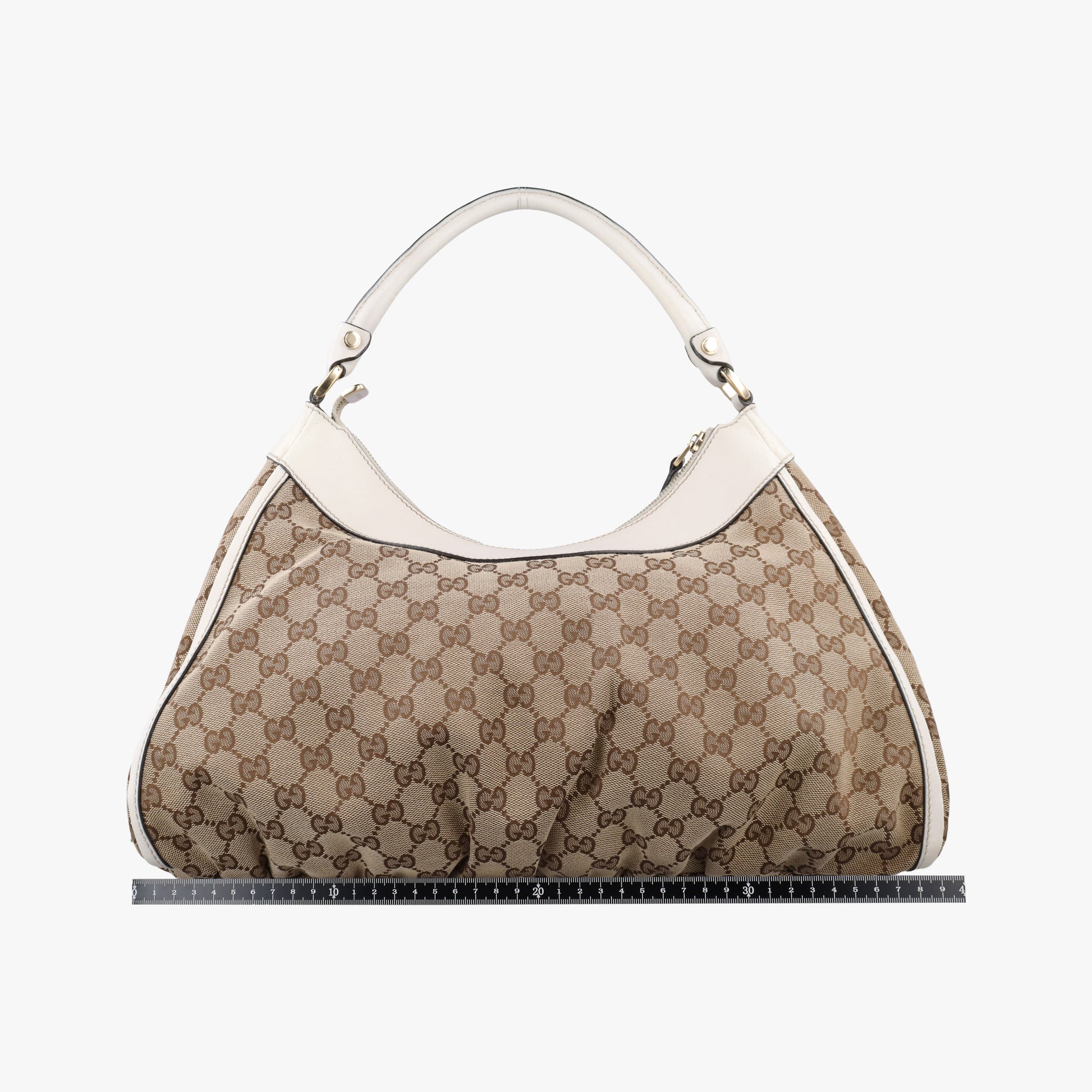 Abbey D-ring Hobo Beige×White canvas×leather 189833 C4783983アビー Dリング ホーボー ベージュ×ホワイト キャンバス×レザー 189833 C4783983