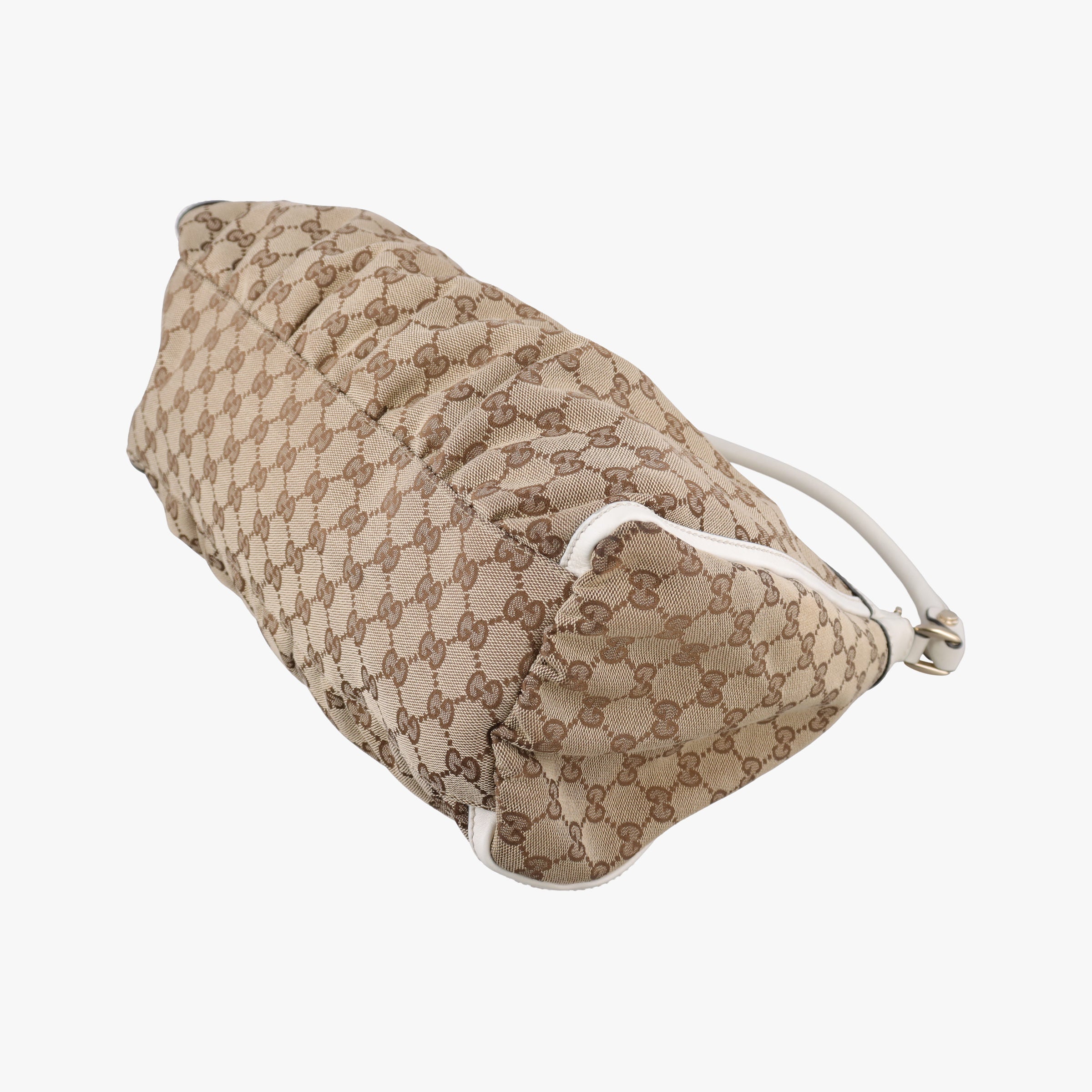 Abbey D-ring Hobo Beige×White canvas×leather 189833 C4783983アビー Dリング ホーボー ベージュ×ホワイト キャンバス×レザー 189833 C4783983