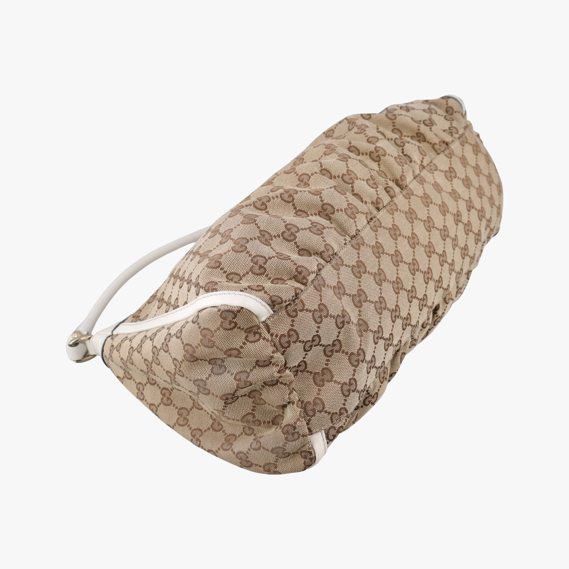 Abbey D-ring Hobo Beige×White canvas×leather 189833 C4783983アビー Dリング ホーボー ベージュ×ホワイト キャンバス×レザー 189833 C4783983