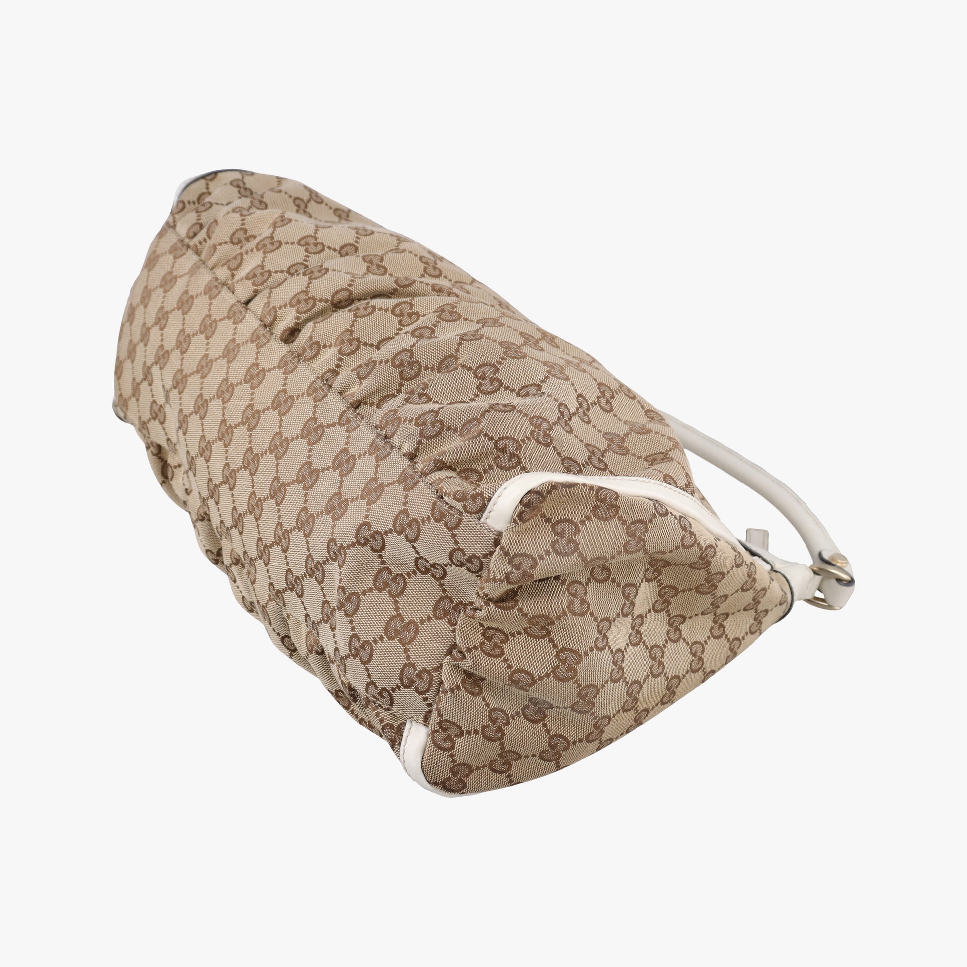 Abbey D-ring Hobo Beige×White canvas×leather 189833 C4783983アビー Dリング ホーボー ベージュ×ホワイト キャンバス×レザー 189833 C4783983