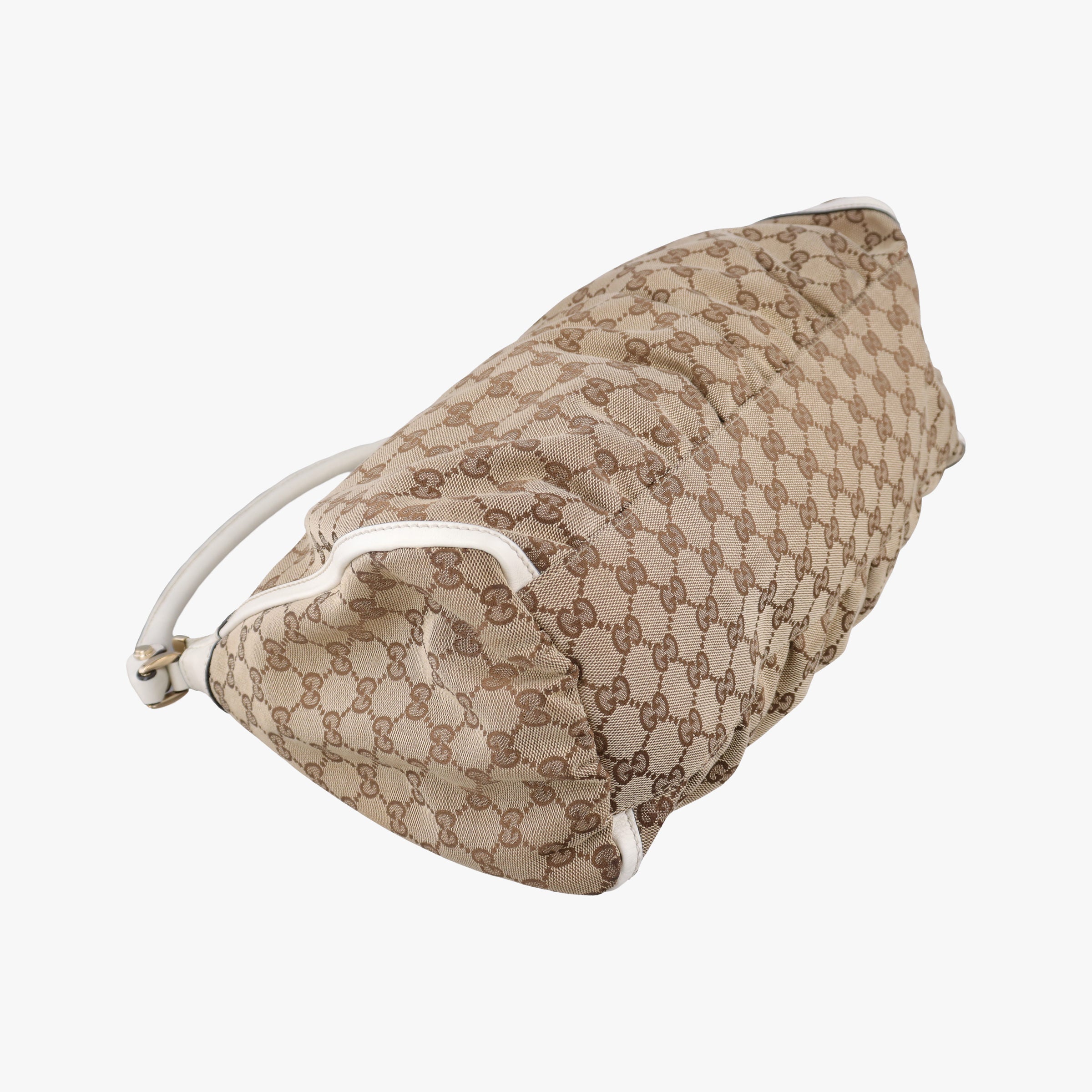 Abbey D-ring Hobo Beige×White canvas×leather 189833 C4783983アビー Dリング ホーボー ベージュ×ホワイト キャンバス×レザー 189833 C4783983