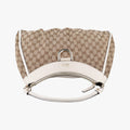 Abbey D-ring Hobo Beige×White canvas×leather 189833 C4783983アビー Dリング ホーボー ベージュ×ホワイト キャンバス×レザー 189833 C4783983