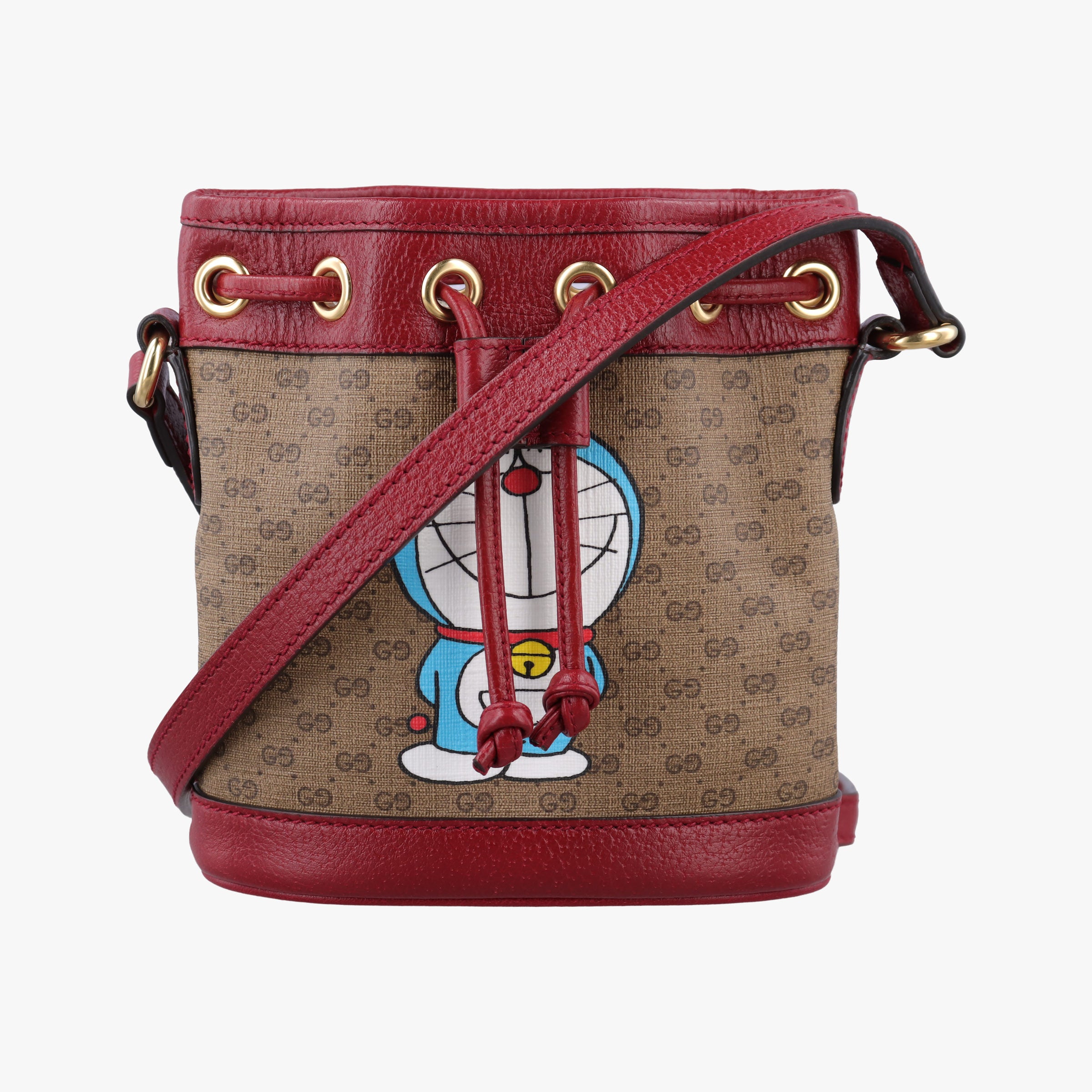 Doraemon collaboration Brown×Red×Multicolor PVC coated canvas×Leather 647801 D033915017ドラえもんコラボ ブラウン×レッド×マルチカラー PVCコーティングキャンバス×レザー 647801 D033915017