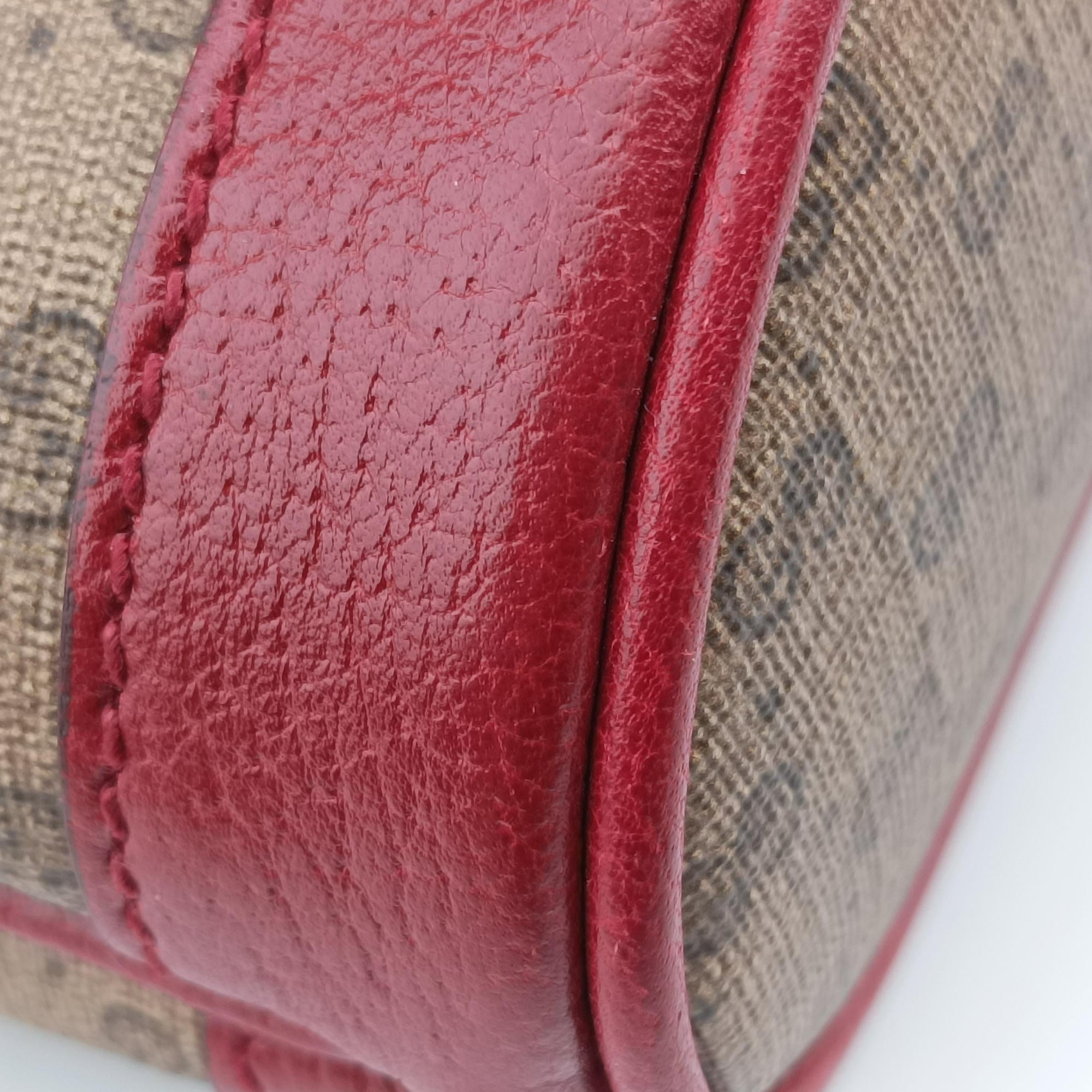Doraemon collaboration Brown×Red×Multicolor PVC coated canvas×Leather 647801 D033915017ドラえもんコラボ ブラウン×レッド×マルチカラー PVCコーティングキャンバス×レザー 647801 D033915017