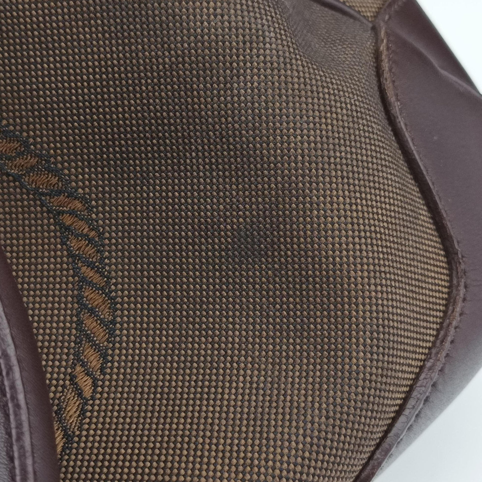 Vitello Daino Trimmed Canapa Logo Frame Brown Fabric × leather BR3508 25ヴィッテロ ダイノ トリム カナパ ロゴ フレーム ブラウン ファブリック×レザー BR3508 25