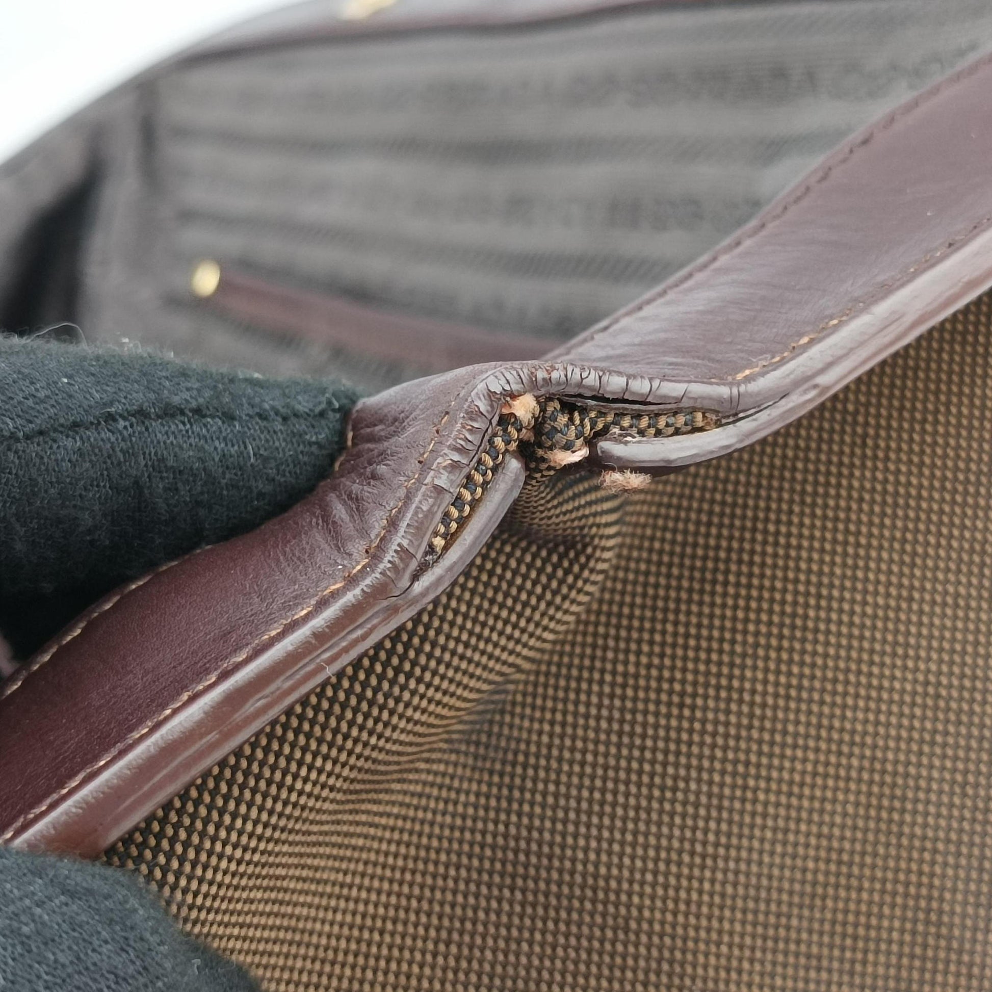 Vitello Daino Trimmed Canapa Logo Frame Brown Fabric × leather BR3508 25ヴィッテロ ダイノ トリム カナパ ロゴ フレーム ブラウン ファブリック×レザー BR3508 25