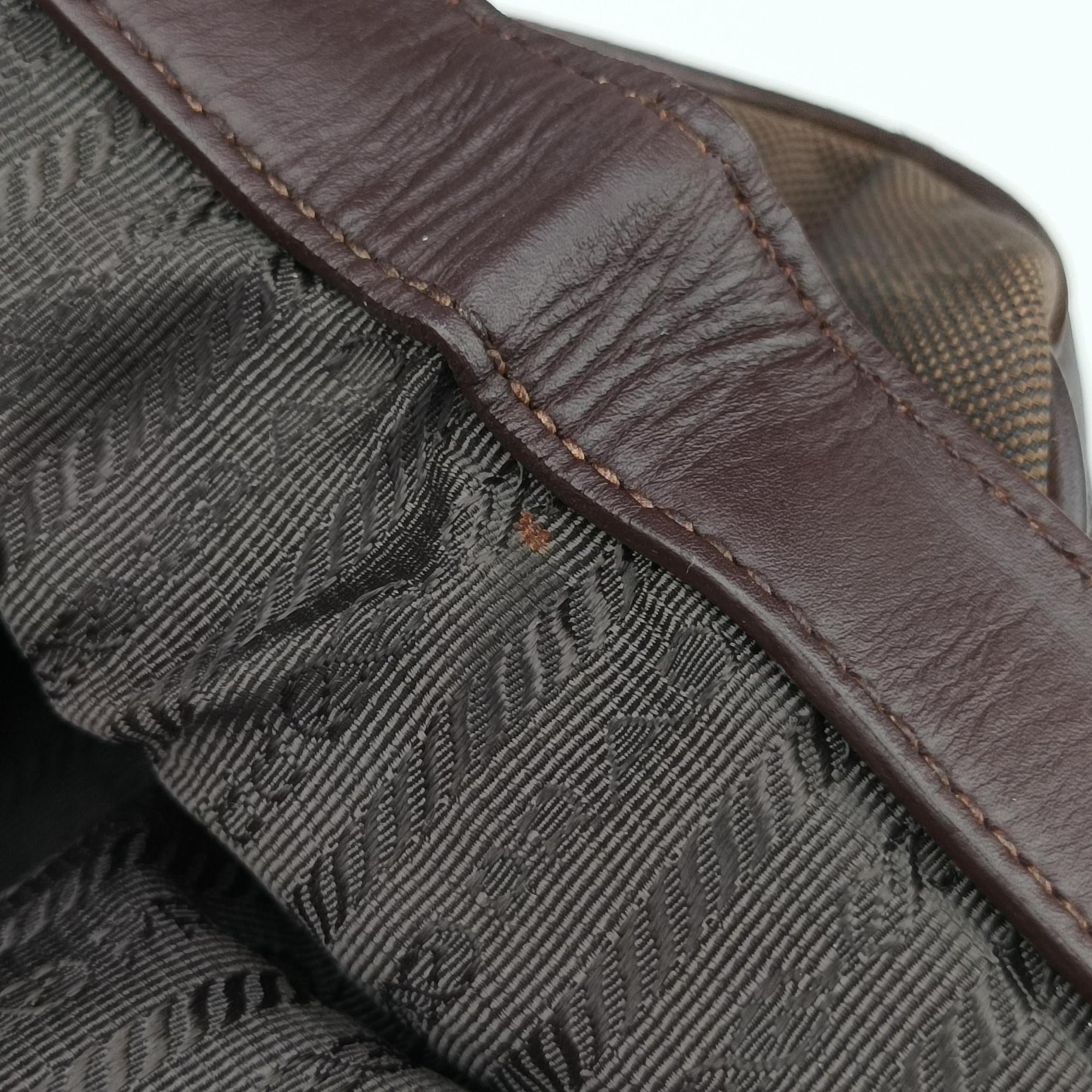 Vitello Daino Trimmed Canapa Logo Frame Brown Fabric × leather BR3508 25ヴィッテロ ダイノ トリム カナパ ロゴ フレーム ブラウン ファブリック×レザー BR3508 25
