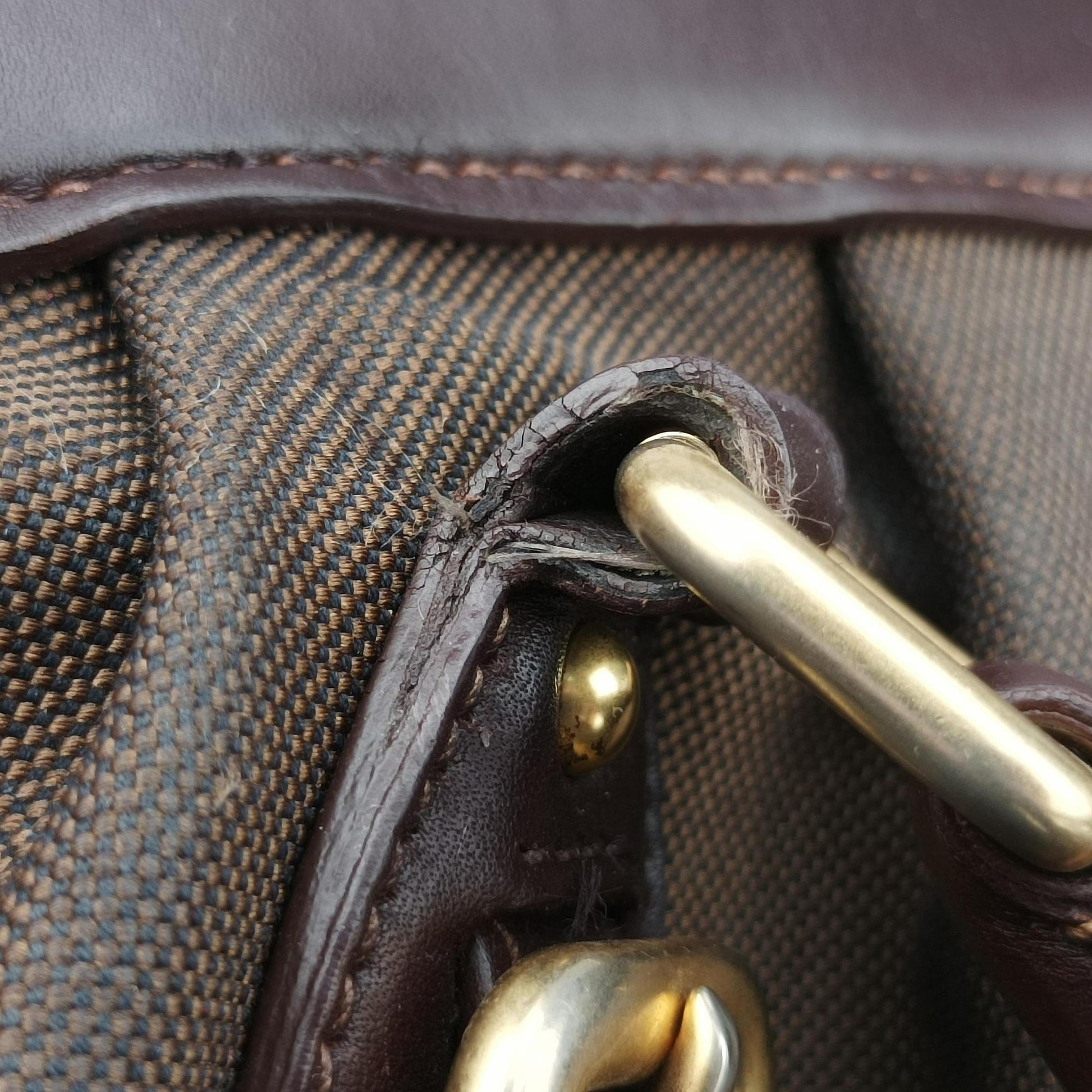 Vitello Daino Trimmed Canapa Logo Frame Brown Fabric × leather BR3508 25ヴィッテロ ダイノ トリム カナパ ロゴ フレーム ブラウン ファブリック×レザー BR3508 25