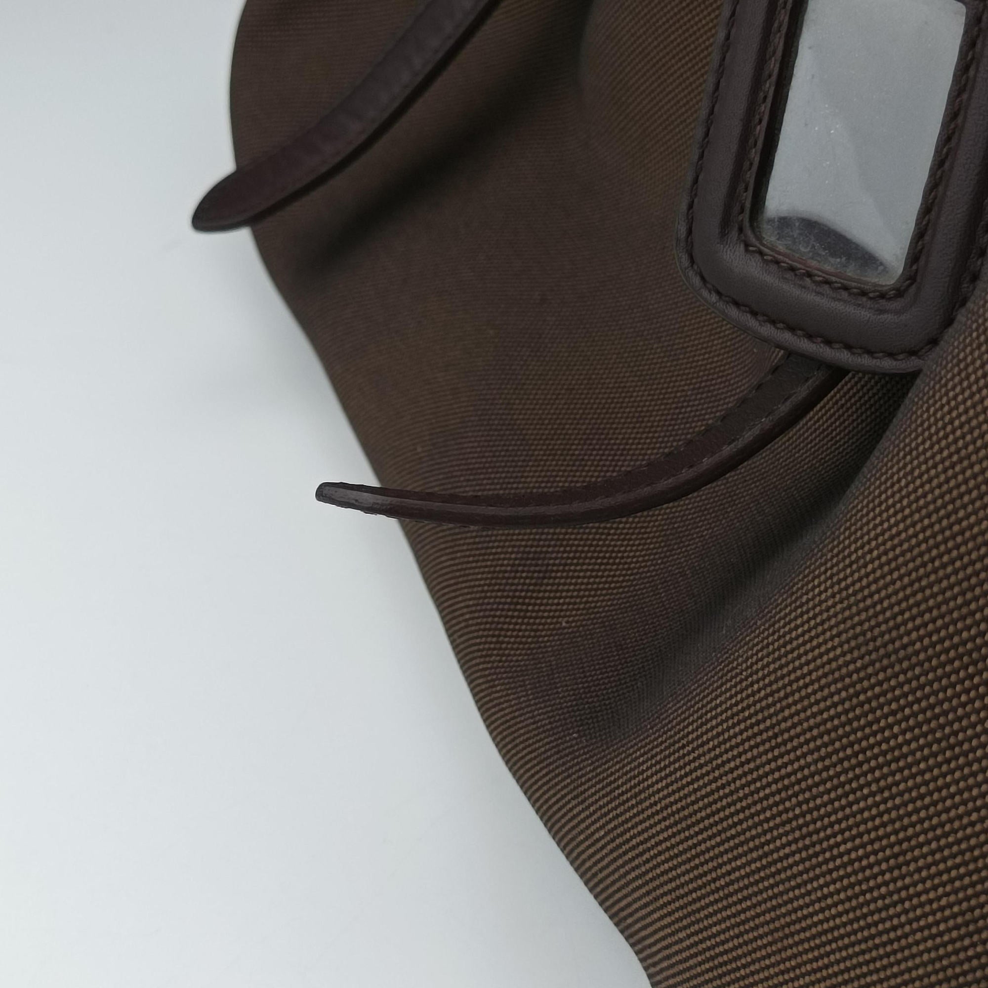 Vitello Daino Trimmed Canapa Logo Frame Brown Fabric × leather BR3508 25ヴィッテロ ダイノ トリム カナパ ロゴ フレーム ブラウン ファブリック×レザー BR3508 25