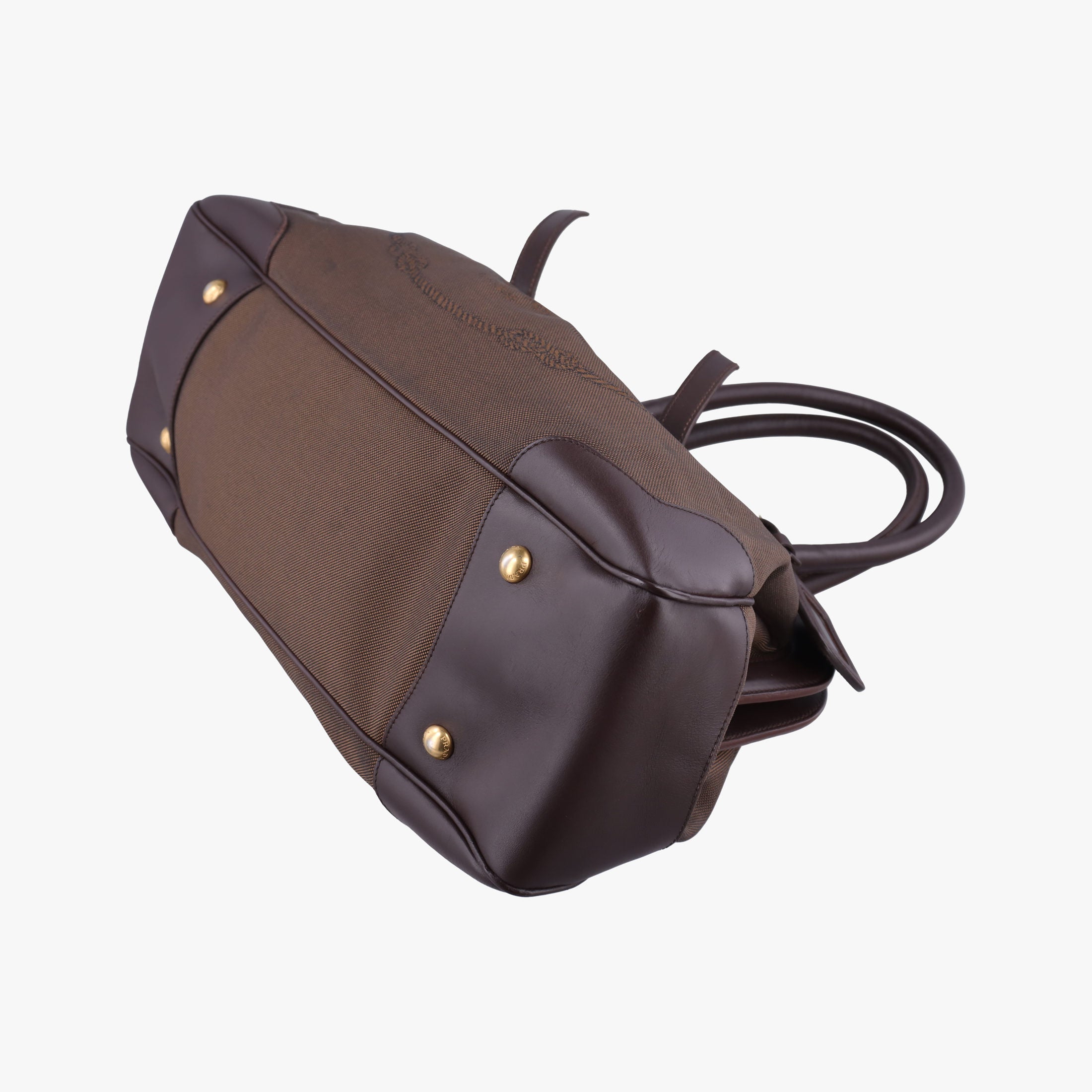 Vitello Daino Trimmed Canapa Logo Frame Brown Fabric × leather BR3508 25ヴィッテロ ダイノ トリム カナパ ロゴ フレーム ブラウン ファブリック×レザー BR3508 25