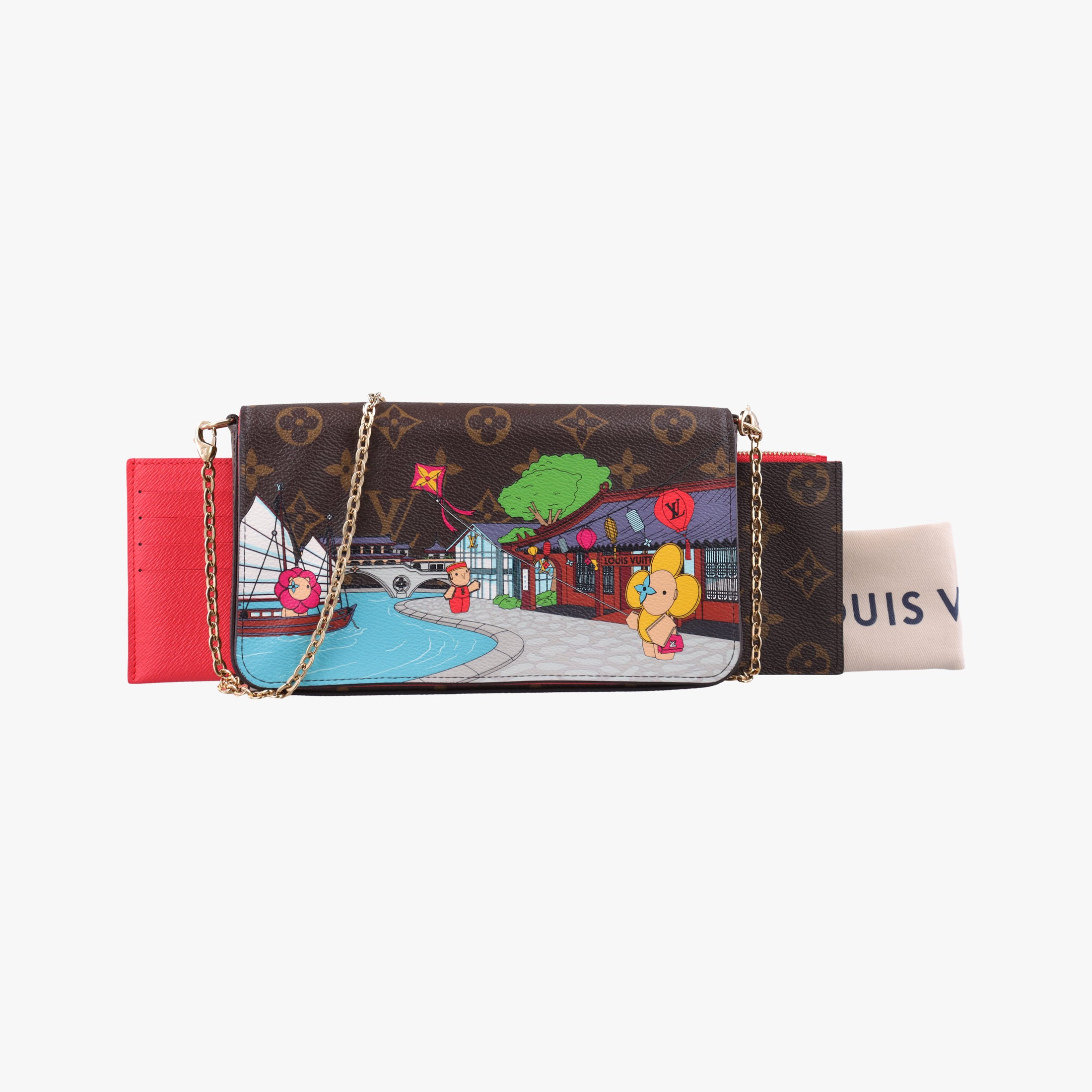 2022 Christmas Animation China Chengdu Pochette Felicie Brown×multi Monogram Coated Canvas IC Chip2022年クリスマスアニメーション 中国成都 ポシェットフェリシエ モノグラム/ブラウン×マルチ モノグラム コーテッドキャンバス ICチップ