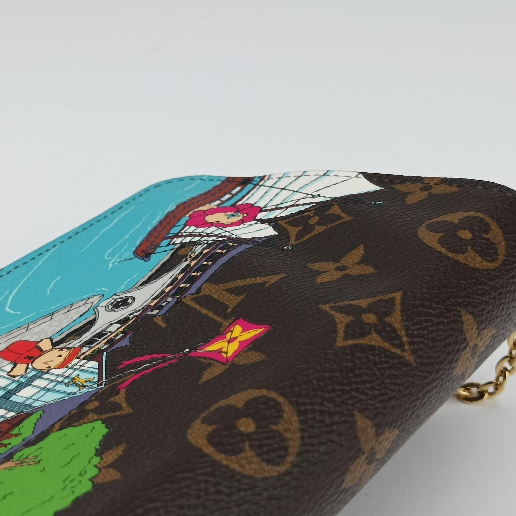 2022 Christmas Animation China Chengdu Pochette Felicie Brown×multi Monogram Coated Canvas IC Chip2022年クリスマスアニメーション 中国成都 ポシェットフェリシエ モノグラム/ブラウン×マルチ モノグラム コーテッドキャンバス ICチップ