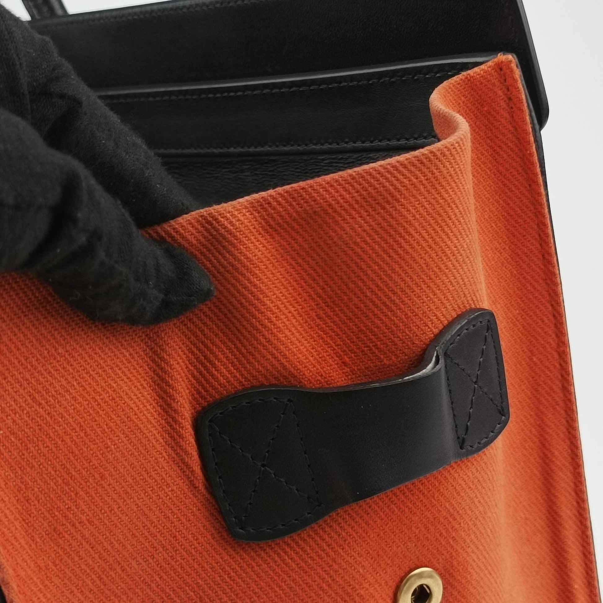 Luggage Micro shopper Black × Ivory × Orange Canvas × Leather S-GA-4164ラゲージマイクロショッパー ブラック × アイボリー × オレンジ キャンバス × レザー S-GA-4164