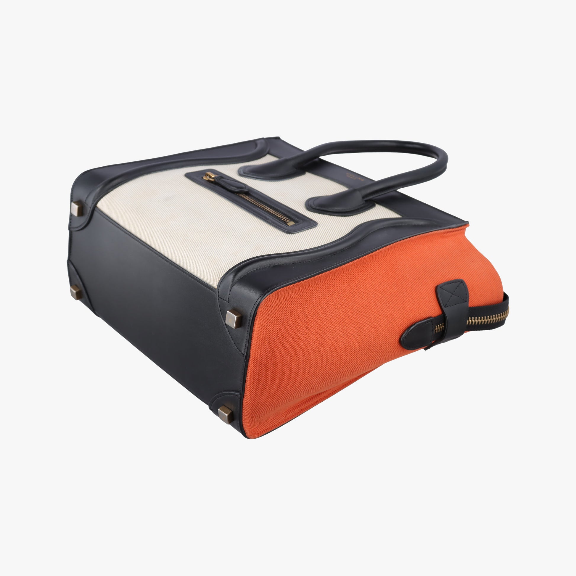 Luggage Micro shopper Black × Ivory × Orange Canvas × Leather S-GA-4164ラゲージマイクロショッパー ブラック × アイボリー × オレンジ キャンバス × レザー S-GA-4164