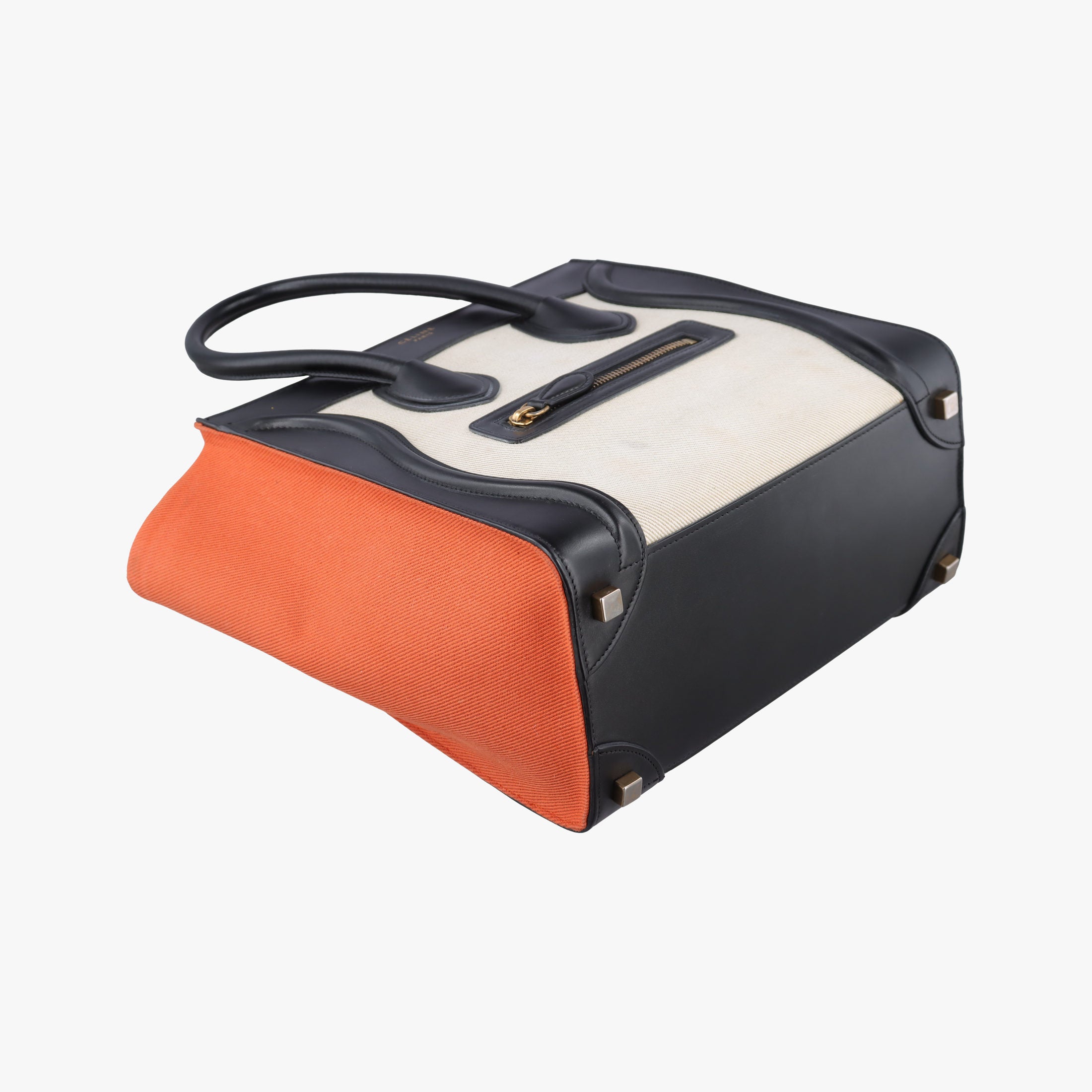 Luggage Micro shopper Black × Ivory × Orange Canvas × Leather S-GA-4164ラゲージマイクロショッパー ブラック × アイボリー × オレンジ キャンバス × レザー S-GA-4164