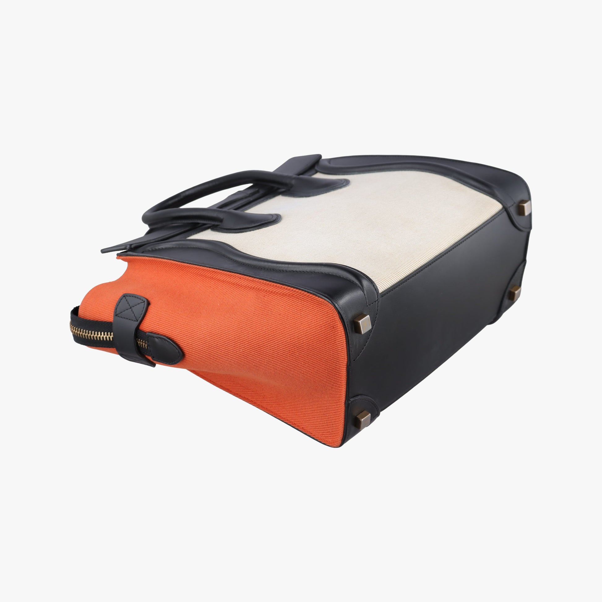 Luggage Micro shopper Black × Ivory × Orange Canvas × Leather S-GA-4164ラゲージマイクロショッパー ブラック × アイボリー × オレンジ キャンバス × レザー S-GA-4164