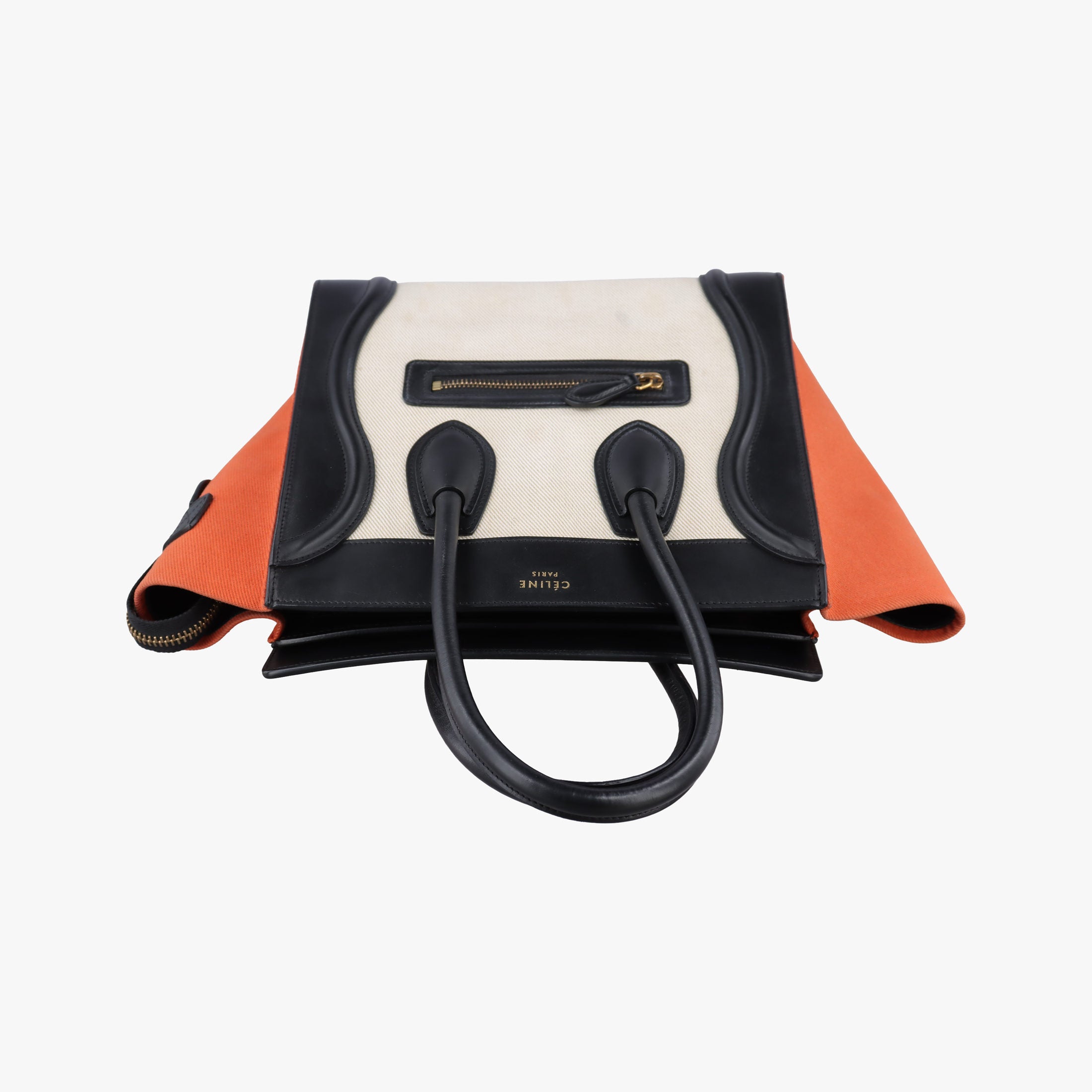 Luggage Micro shopper Black × Ivory × Orange Canvas × Leather S-GA-4164ラゲージマイクロショッパー ブラック × アイボリー × オレンジ キャンバス × レザー S-GA-4164