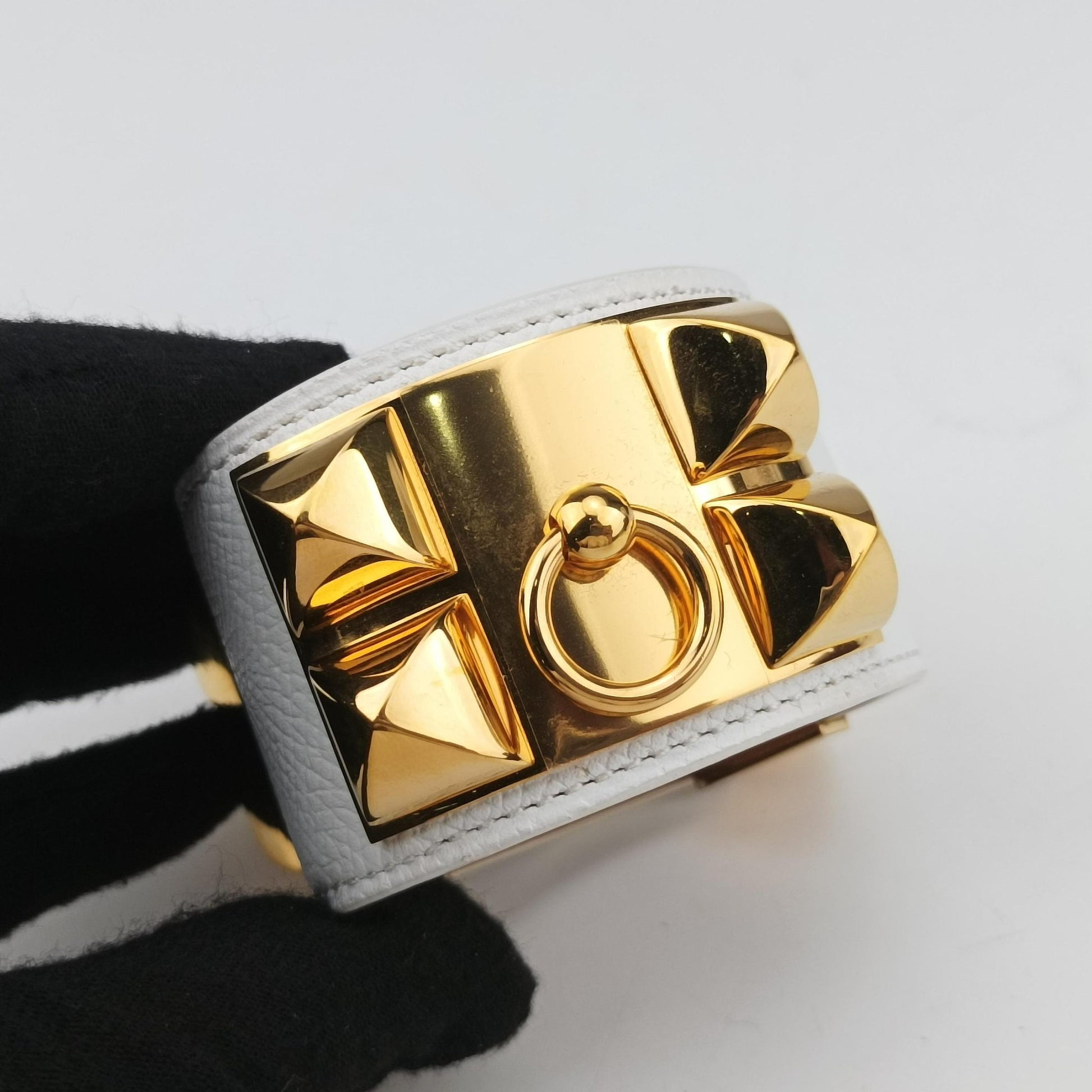 Collier de chien White×golden Leather × GP S N▢R 50コリエ ド シアン ホワイト×ゴールド レザー×GP S N▢R 50