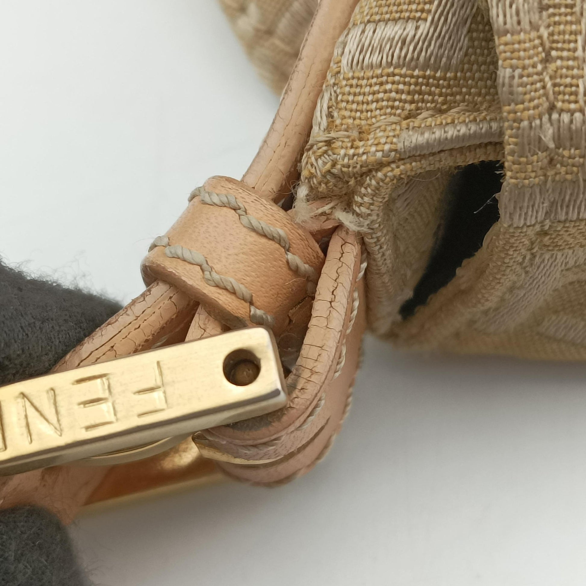 Baguette Zucchino Beige canvas×leather 8BR001 Lot number unknownマンマバケット ズッキーノ柄 ベージュ キャンバス×レザー 8BR001 製番不明