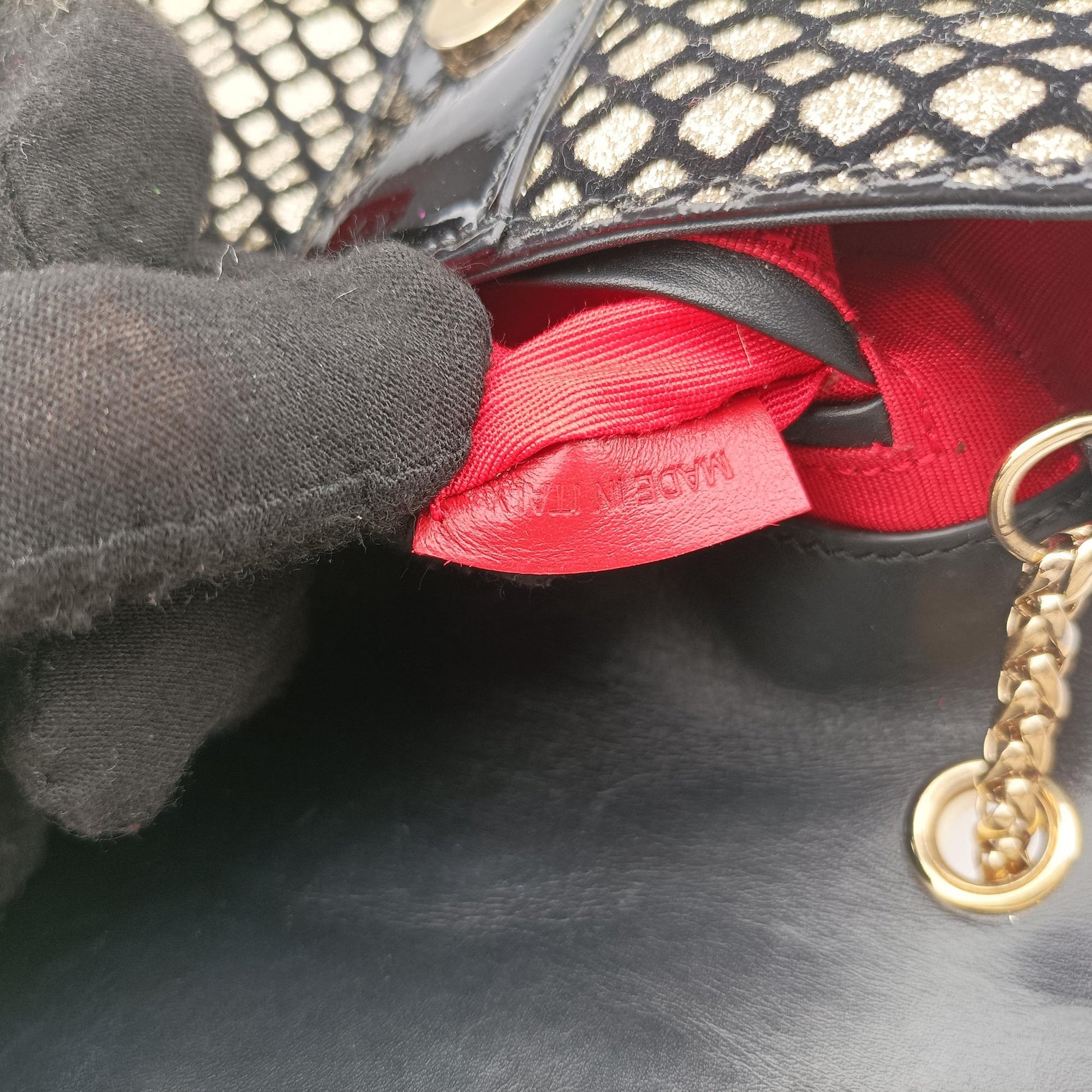 Glitter Accent Sweet Charity Black×Gold Leather×Patent グリッターアクセント スイートチャリティ ブラック×ゴールド レザー×パテント 