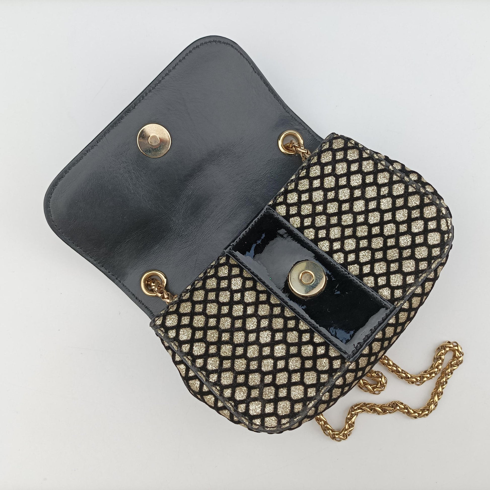 Glitter Accent Sweet Charity Black×Gold Leather×Patent グリッターアクセント スイートチャリティ ブラック×ゴールド レザー×パテント 