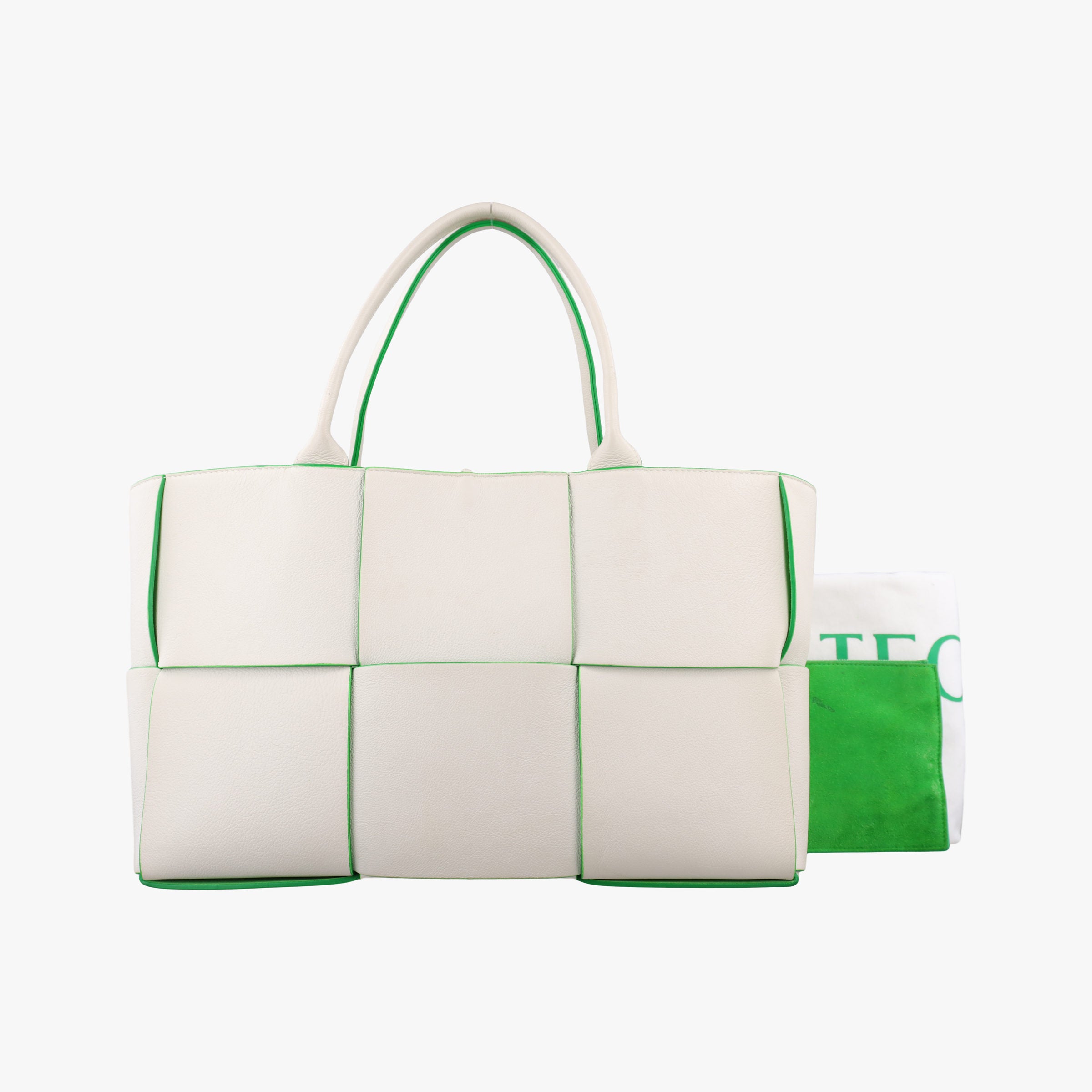 THE ARCO Tote White×Green lambskin B10028381Eザ アルコ トート ホワイト×グリーン ラムスキン B10028381E