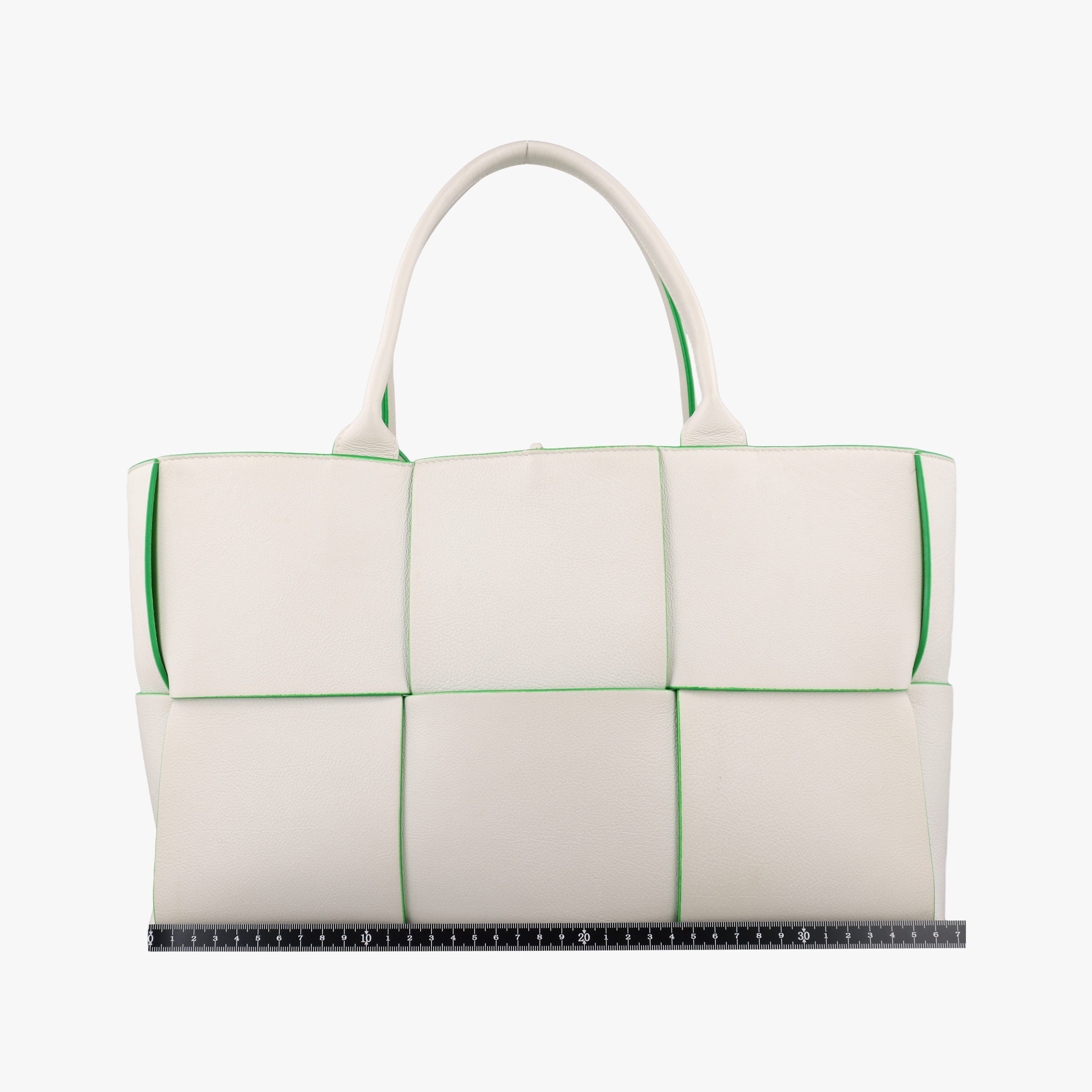 THE ARCO Tote White×Green lambskin B10028381Eザ アルコ トート ホワイト×グリーン ラムスキン B10028381E