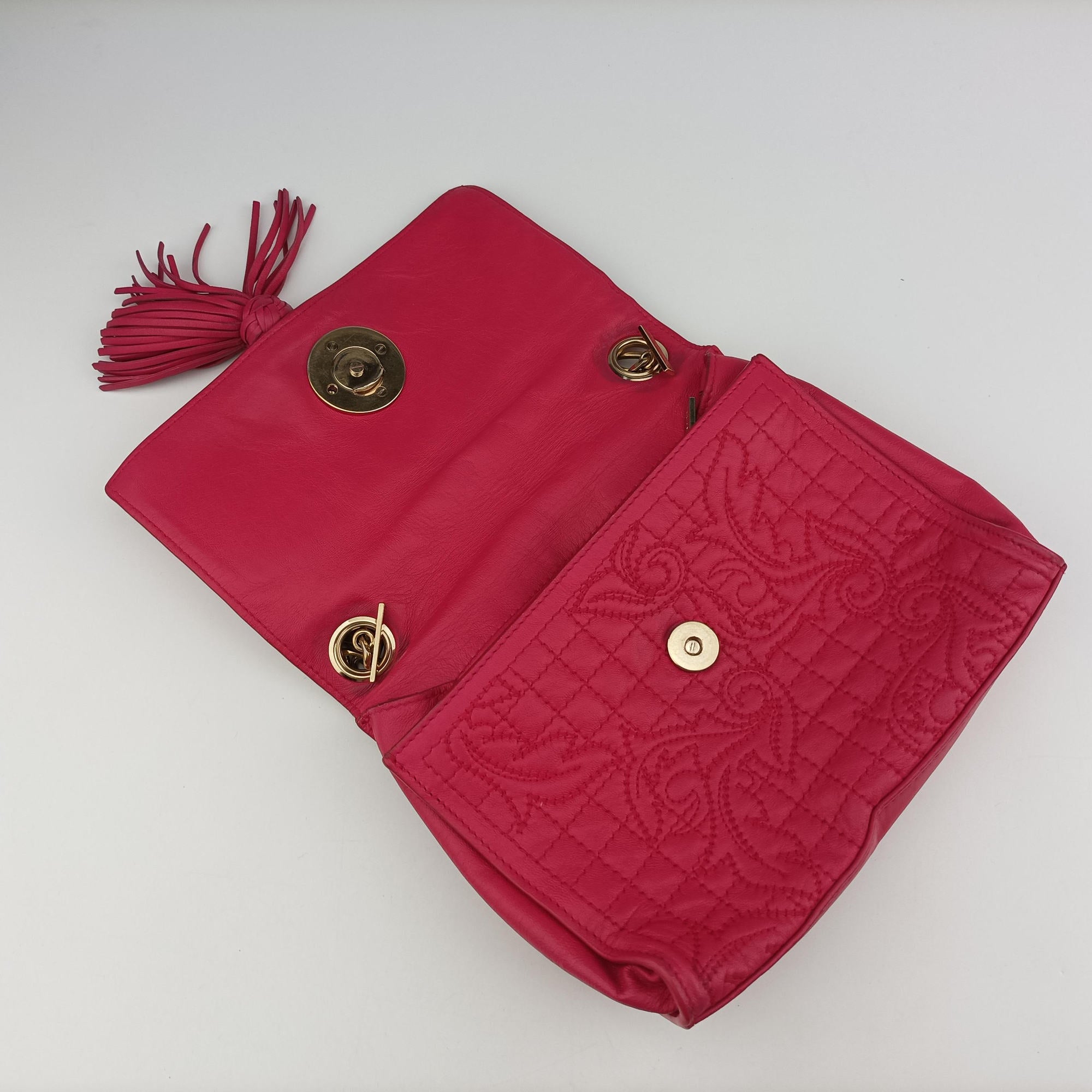quilted chain Rose leather CLG 498920792717キルティング チェーン ローズ レッド レザー CLG 498920792717