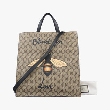 GG Supreme Bee Beige×black PVC coated canvas×Leather 450950 A029293727GGスプリーム キングスネーク ベージュ×ブラック PVCコーティングキャンバス×レザー 450950 A029293727
