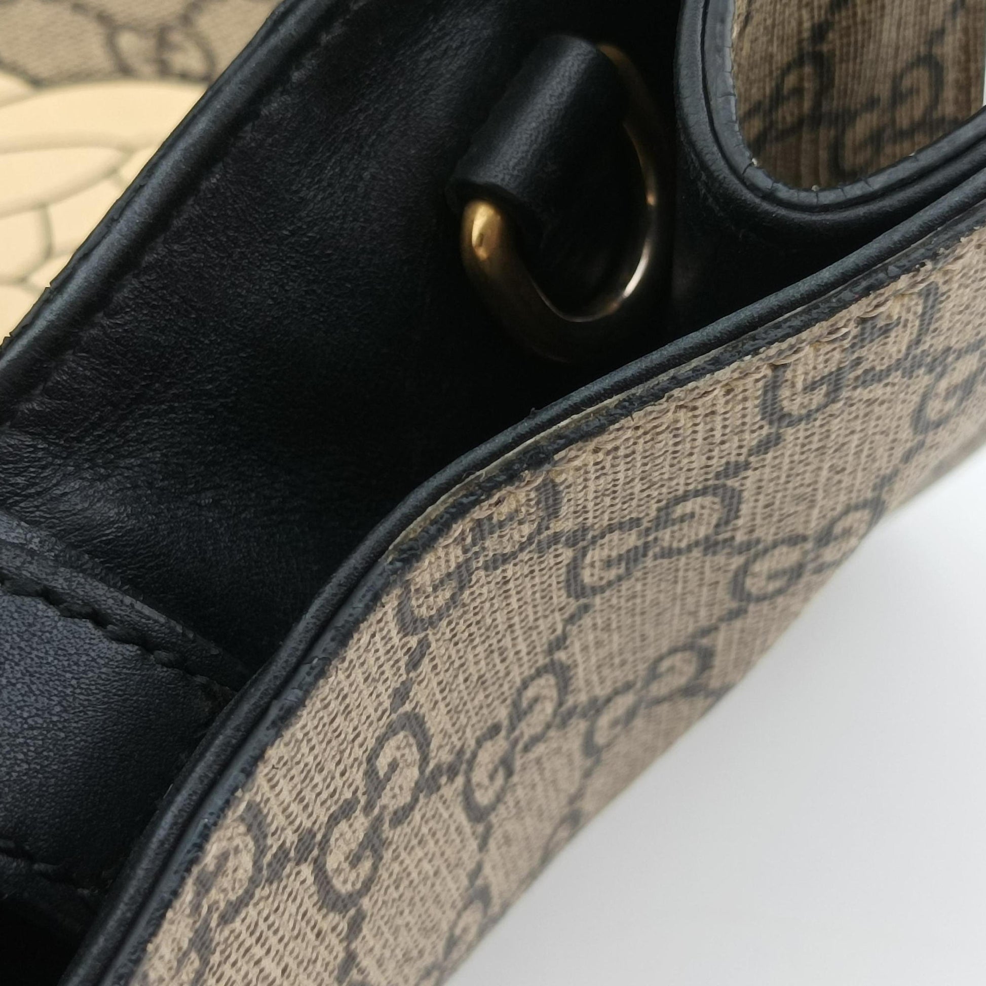 GG Supreme Bee Beige×black PVC coated canvas×Leather 450950 A029293727GGスプリーム キングスネーク ベージュ×ブラック PVCコーティングキャンバス×レザー 450950 A029293727