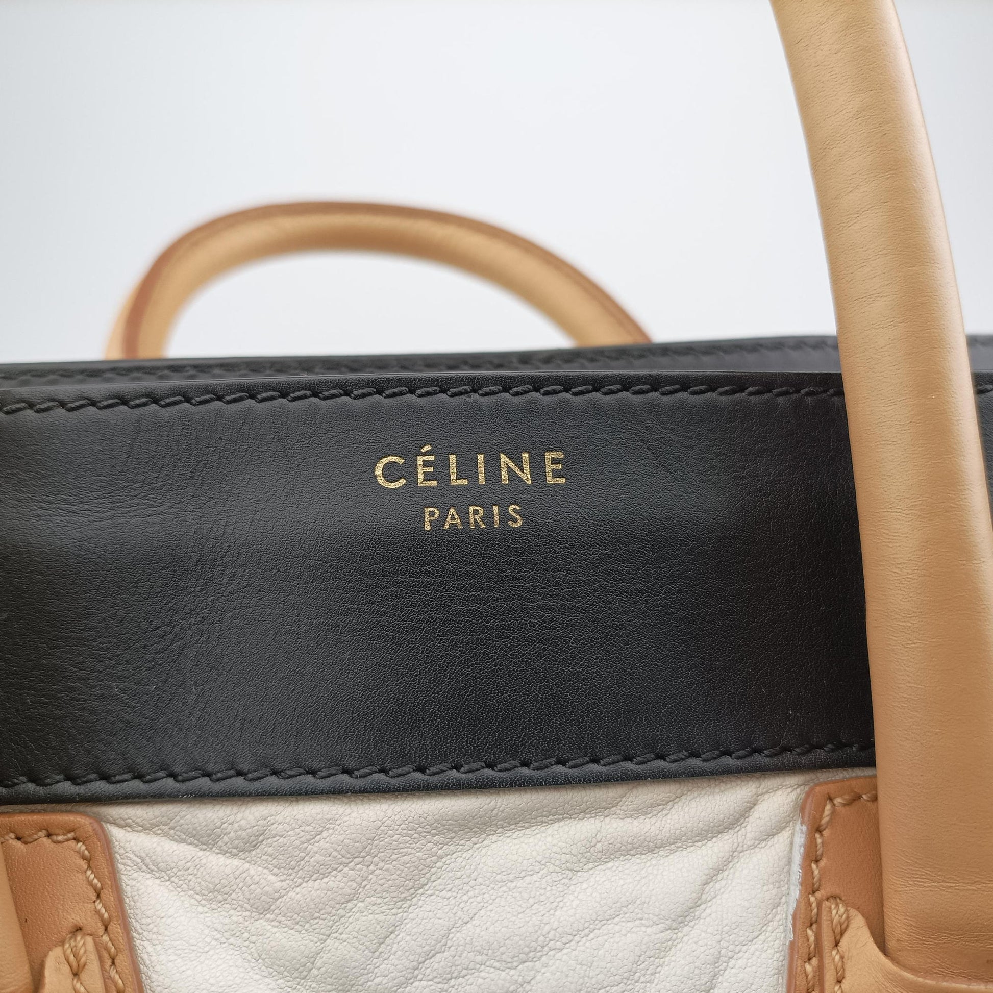 Luggage Mini Shopper Beige×white×black Leather U-CE-0121ラゲージミニショッパー ベージュ×ホワイト×ブラック レザー U-CE-0121