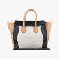 Luggage Mini Shopper Beige×white×black Leather U-CE-0121ラゲージミニショッパー ベージュ×ホワイト×ブラック レザー U-CE-0121