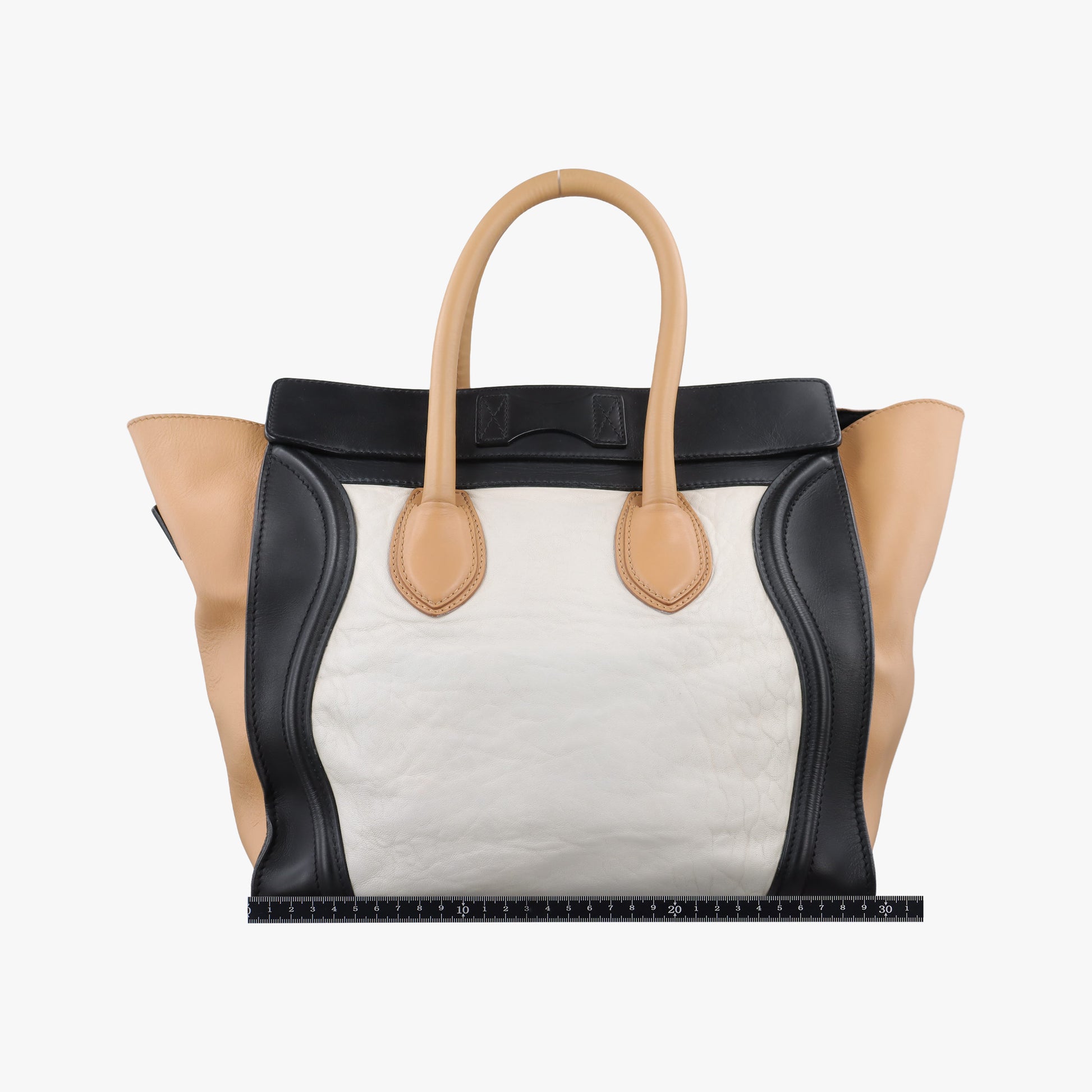 Luggage Mini Shopper Beige×white×black Leather U-CE-0121ラゲージミニショッパー ベージュ×ホワイト×ブラック レザー U-CE-0121
