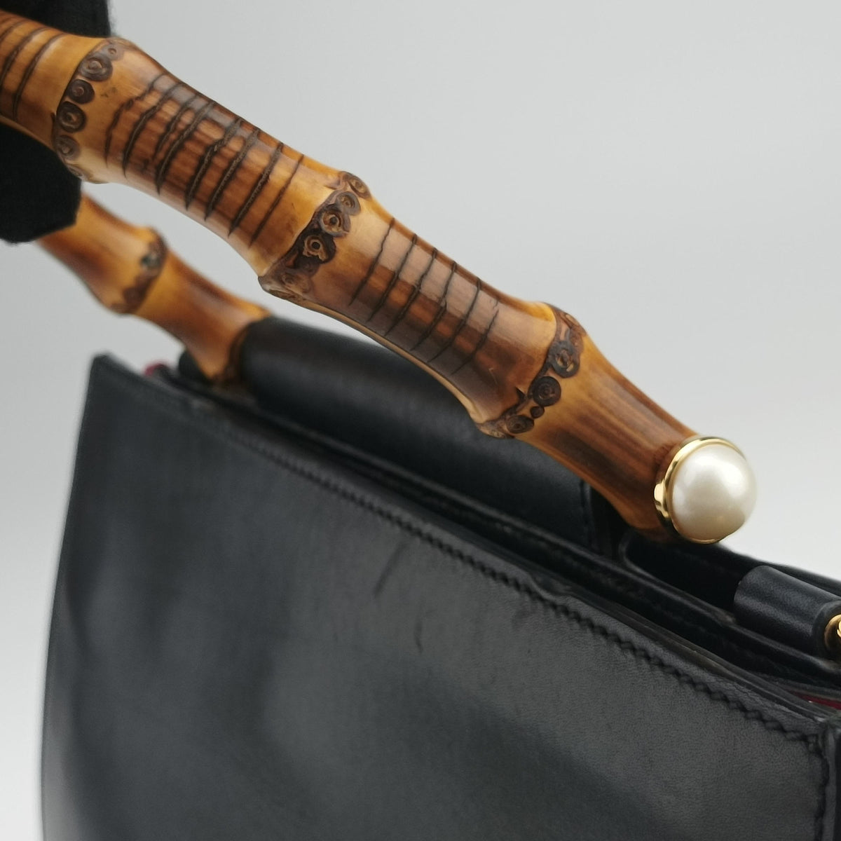 Bamboo Web Nymphaea Black Leather 459076 E021144074ニムフェア バンブー ウェブ ブラック レザー 459076 E021144074