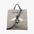 GG Supreme Bee beige×black PVC coated canvas×Leather 450950 G020712977GGスプリーム ビー ベージュ×ブラック PVCコーティングキャンバス×レザー 450950 G020712977