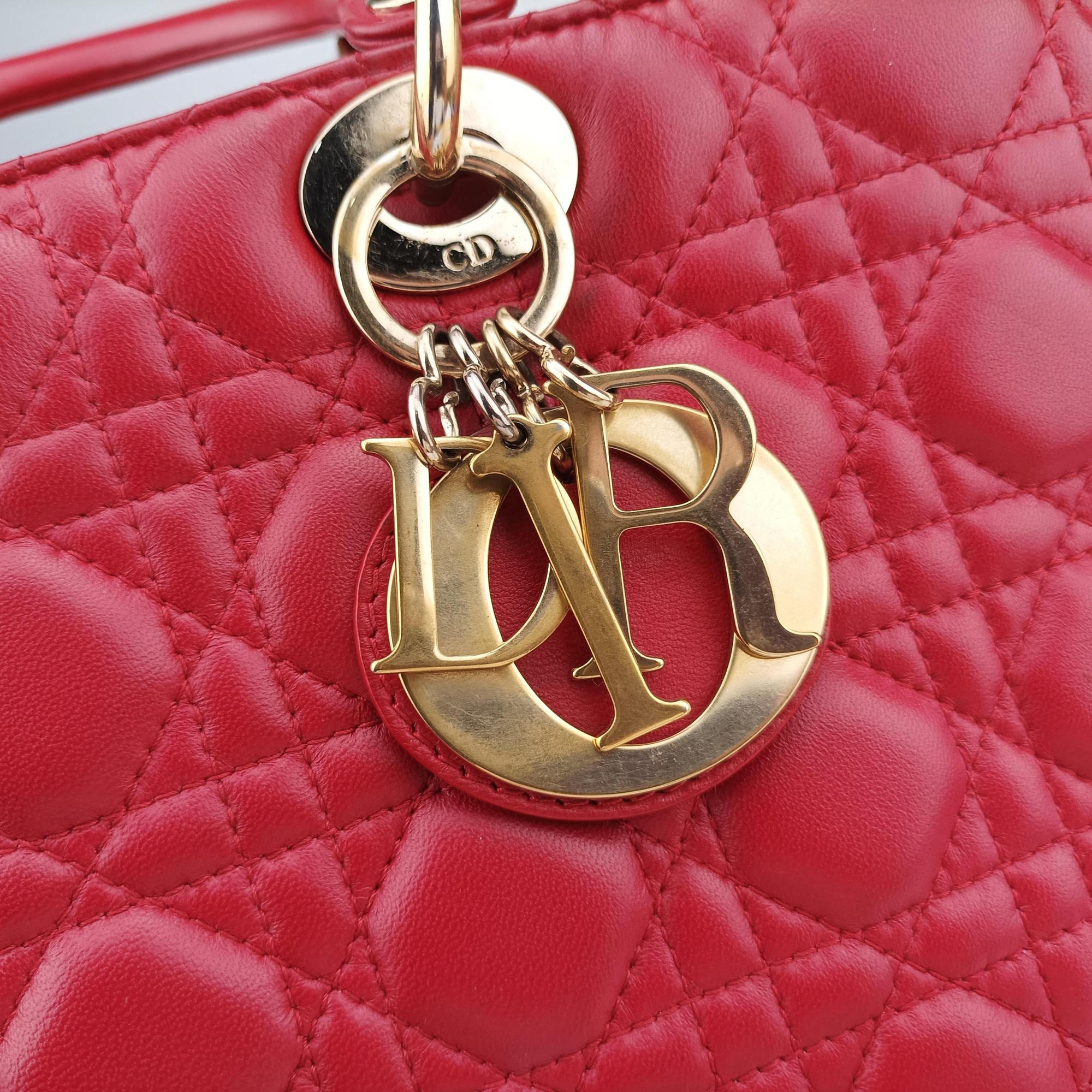 Lady Dior Red lambskin 15-BO-0143レディディオール レッド ラムスキン 15-BO-0143