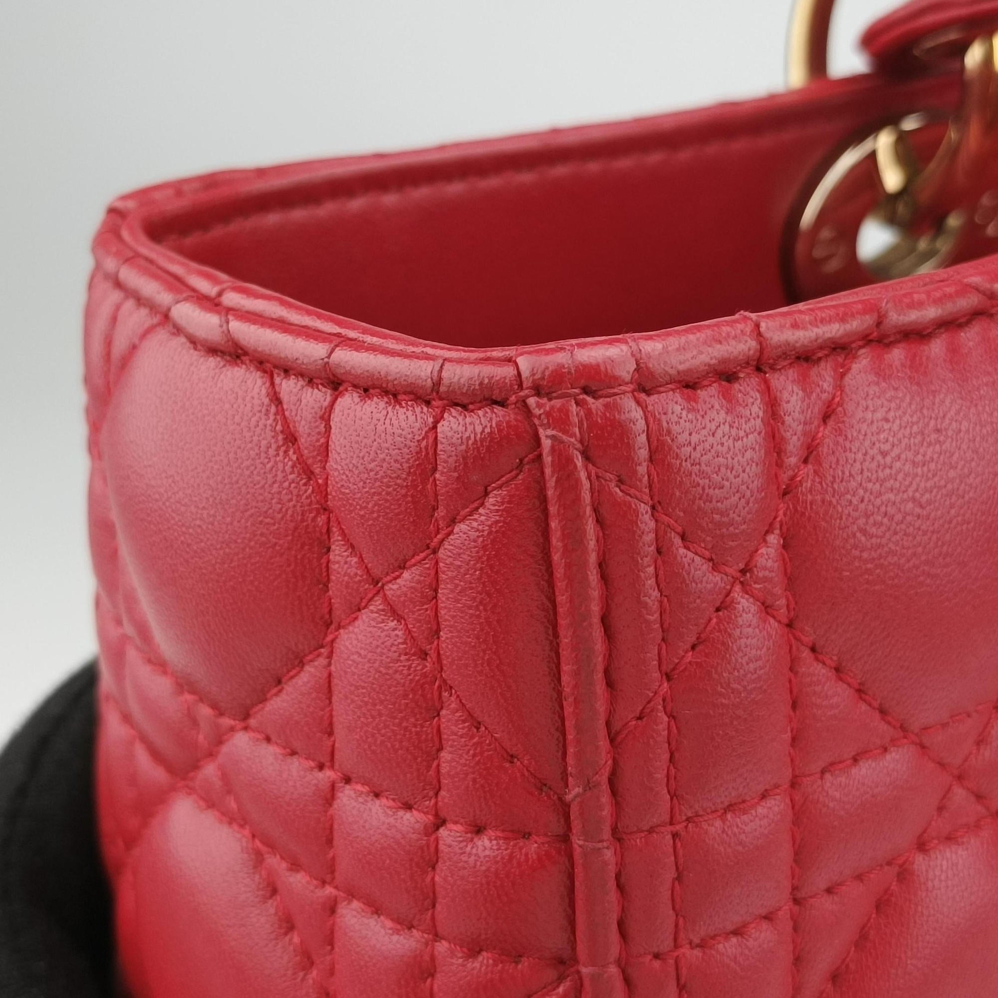 Lady Dior Red lambskin 15-BO-0143レディディオール レッド ラムスキン 15-BO-0143