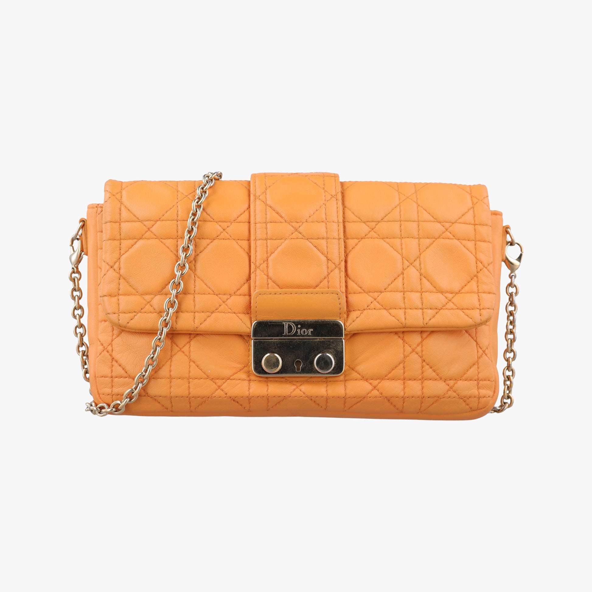 Miss Dior Cannage New Lock Orange lambskin 03-LU-0192ミスディオール カナージュ ニューロック オレンジ ラムスキン 03-LU-0192